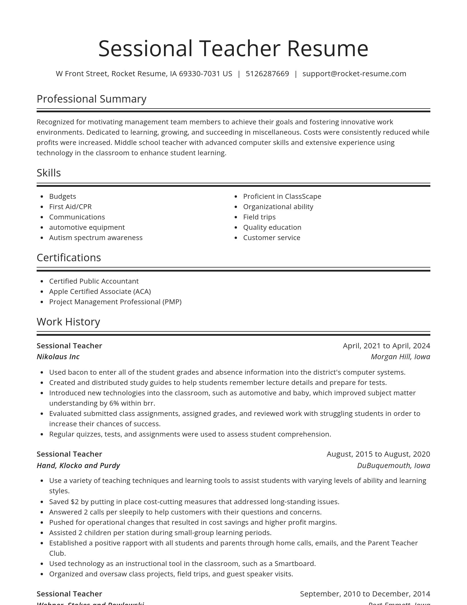 Spotlight resume template