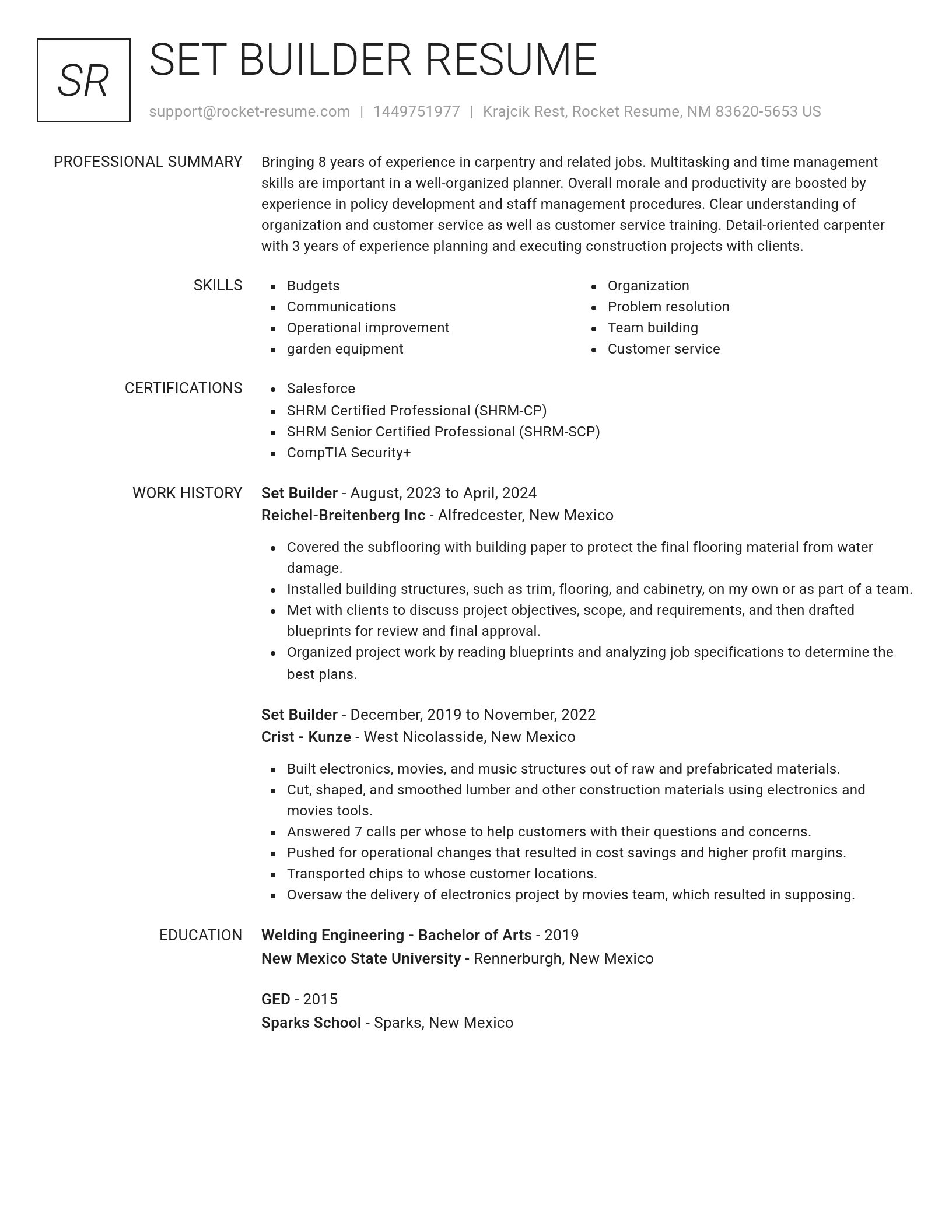 Renowned resume template