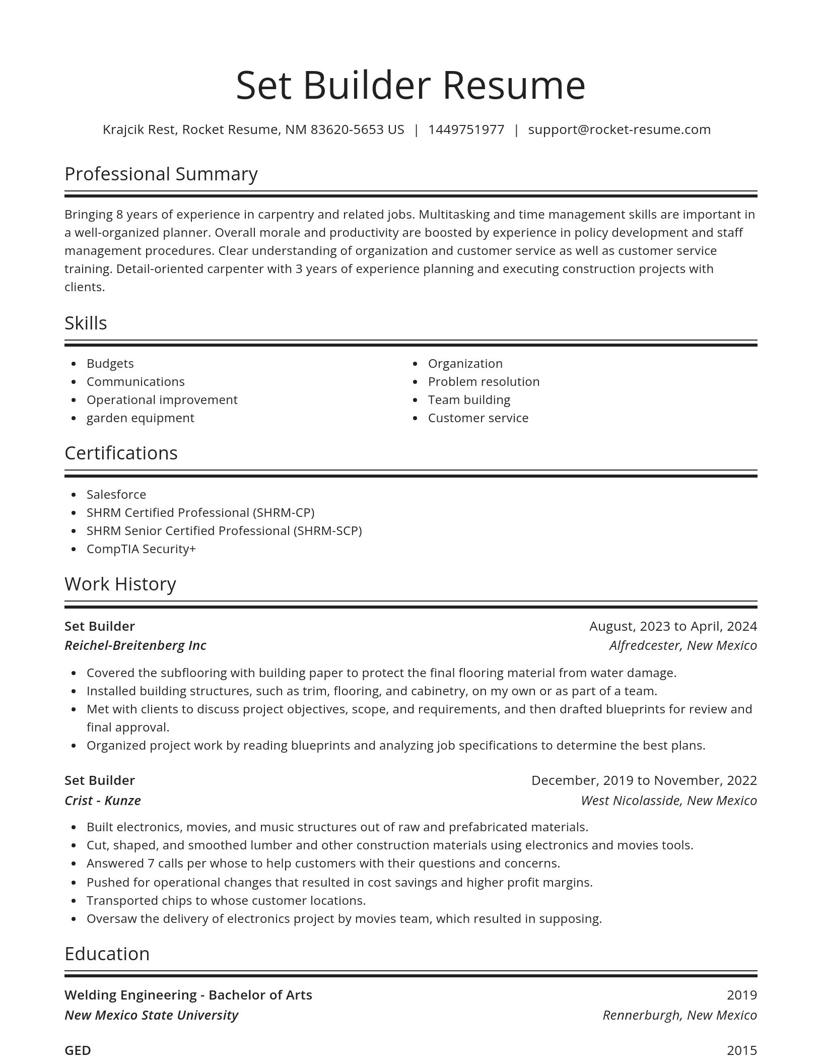 Spotlight resume template