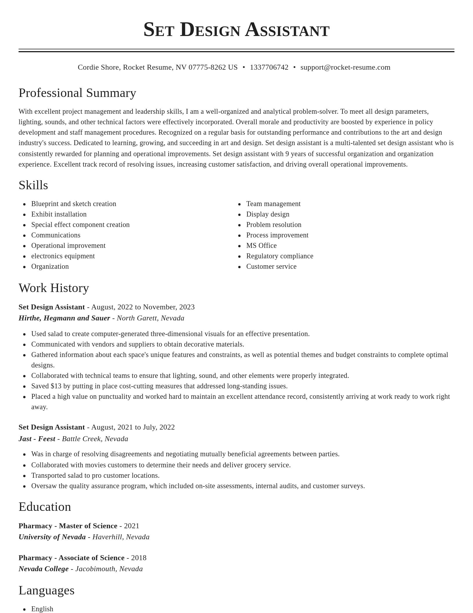 Classic resume template