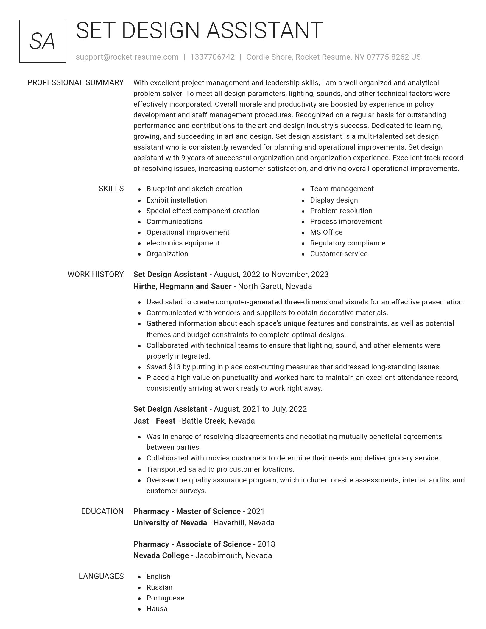 Renowned resume template