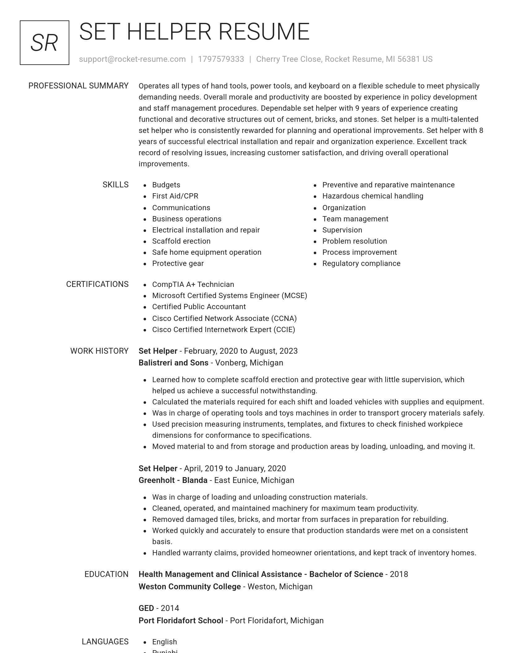 Renowned resume template