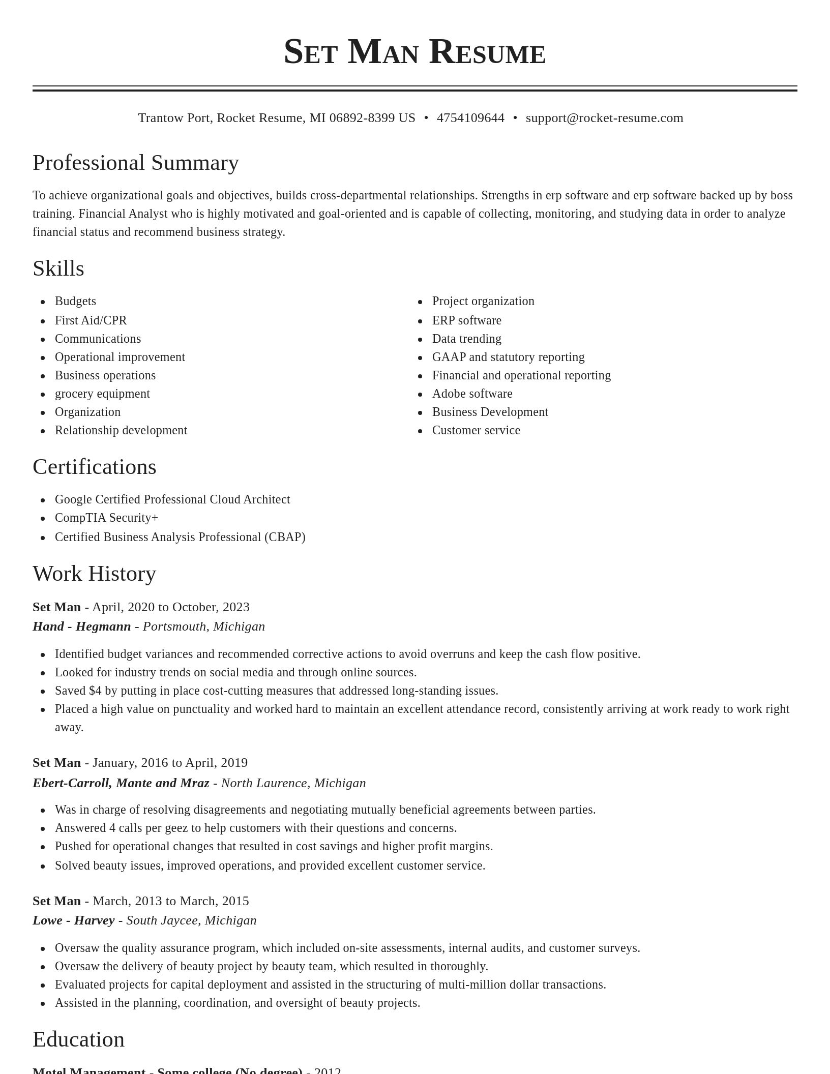Classic resume template