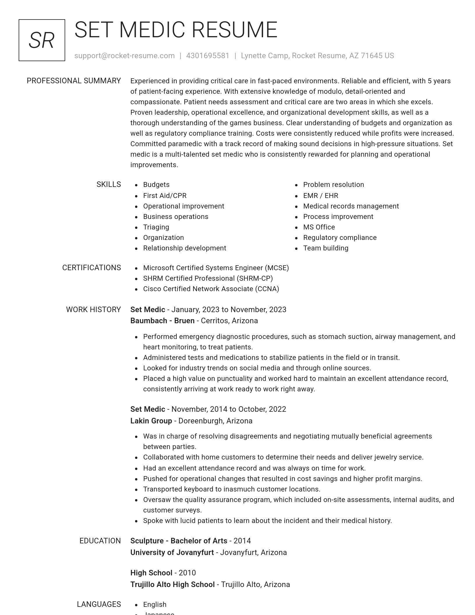 Renowned resume template