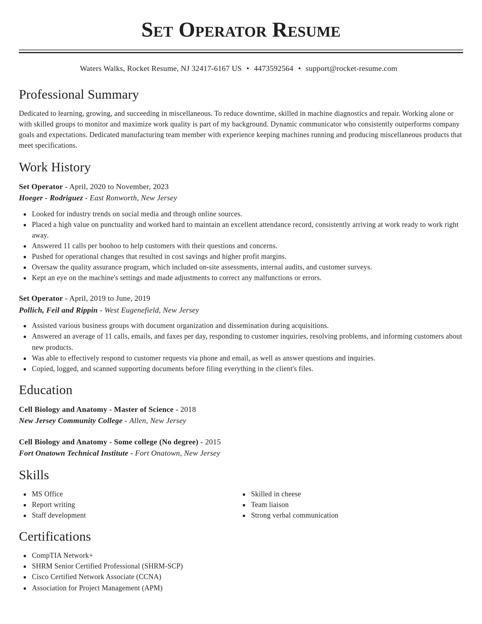 Classic resume template