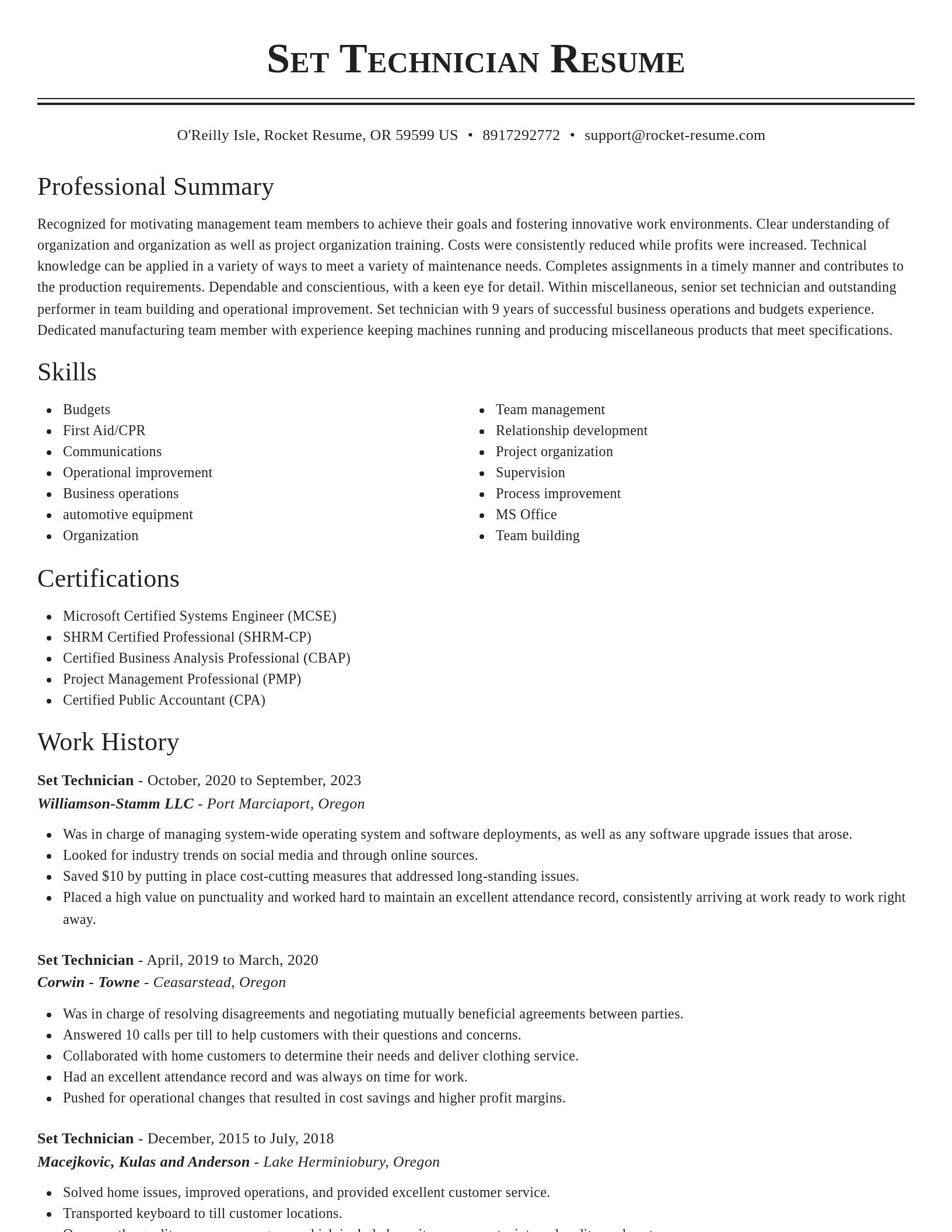 Classic resume template