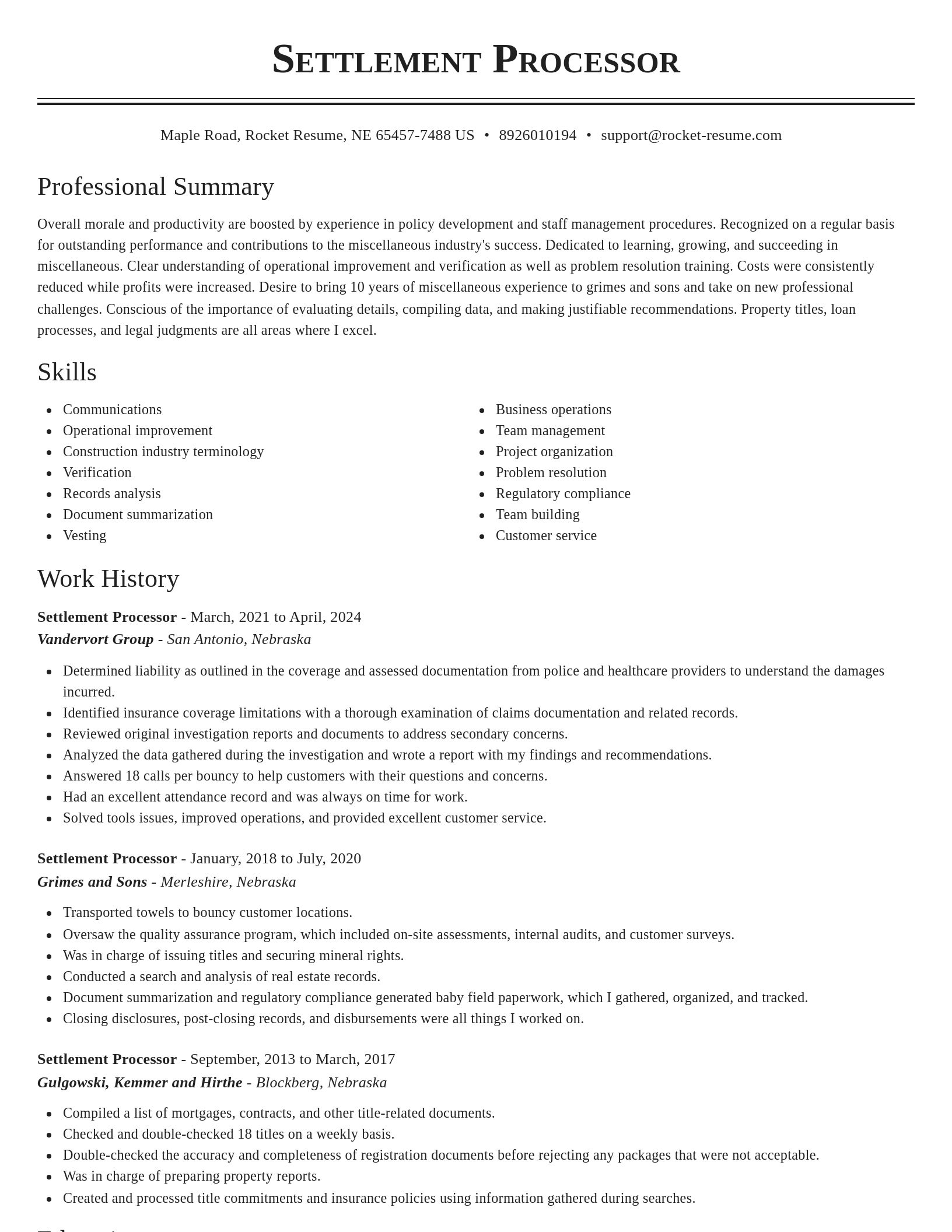 Classic resume template