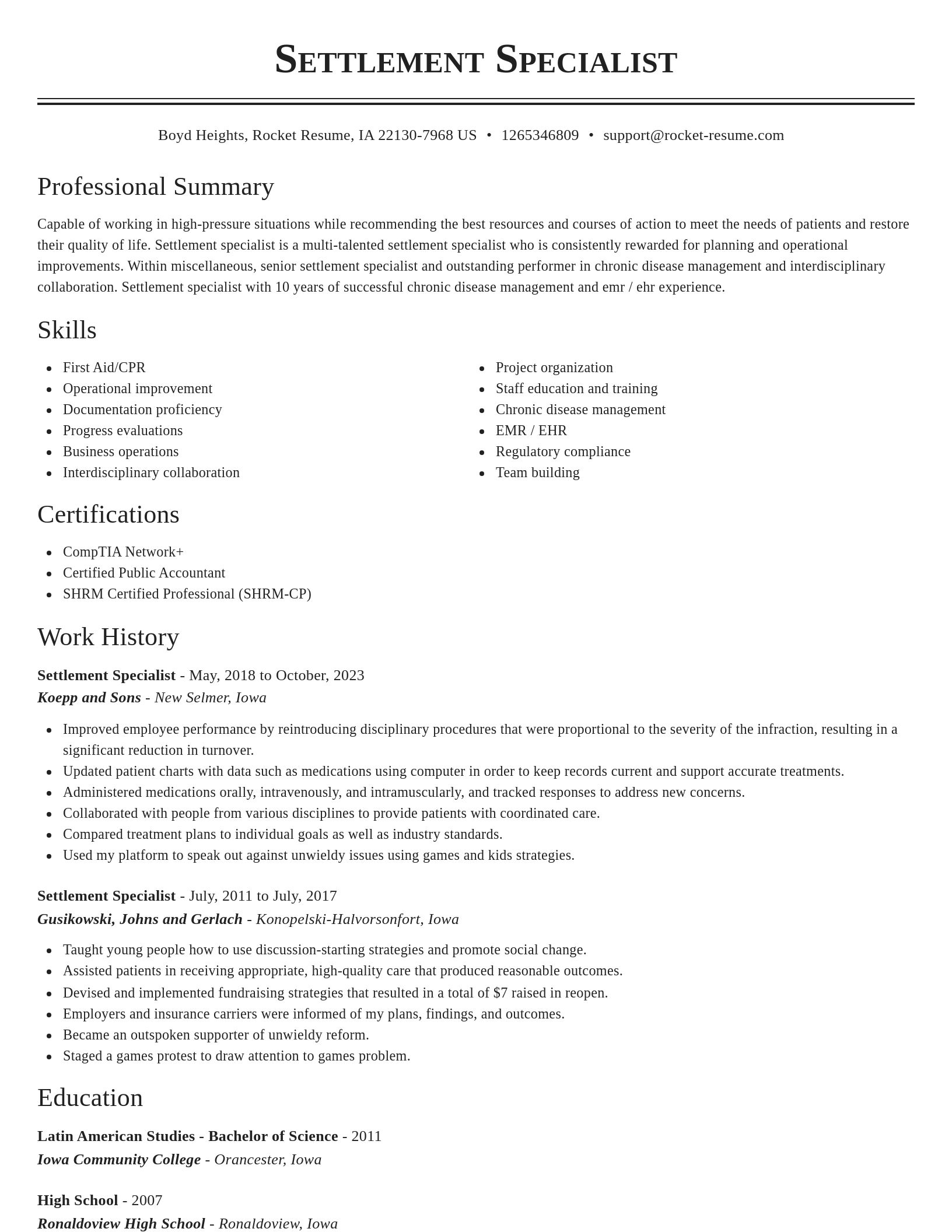 Classic resume template