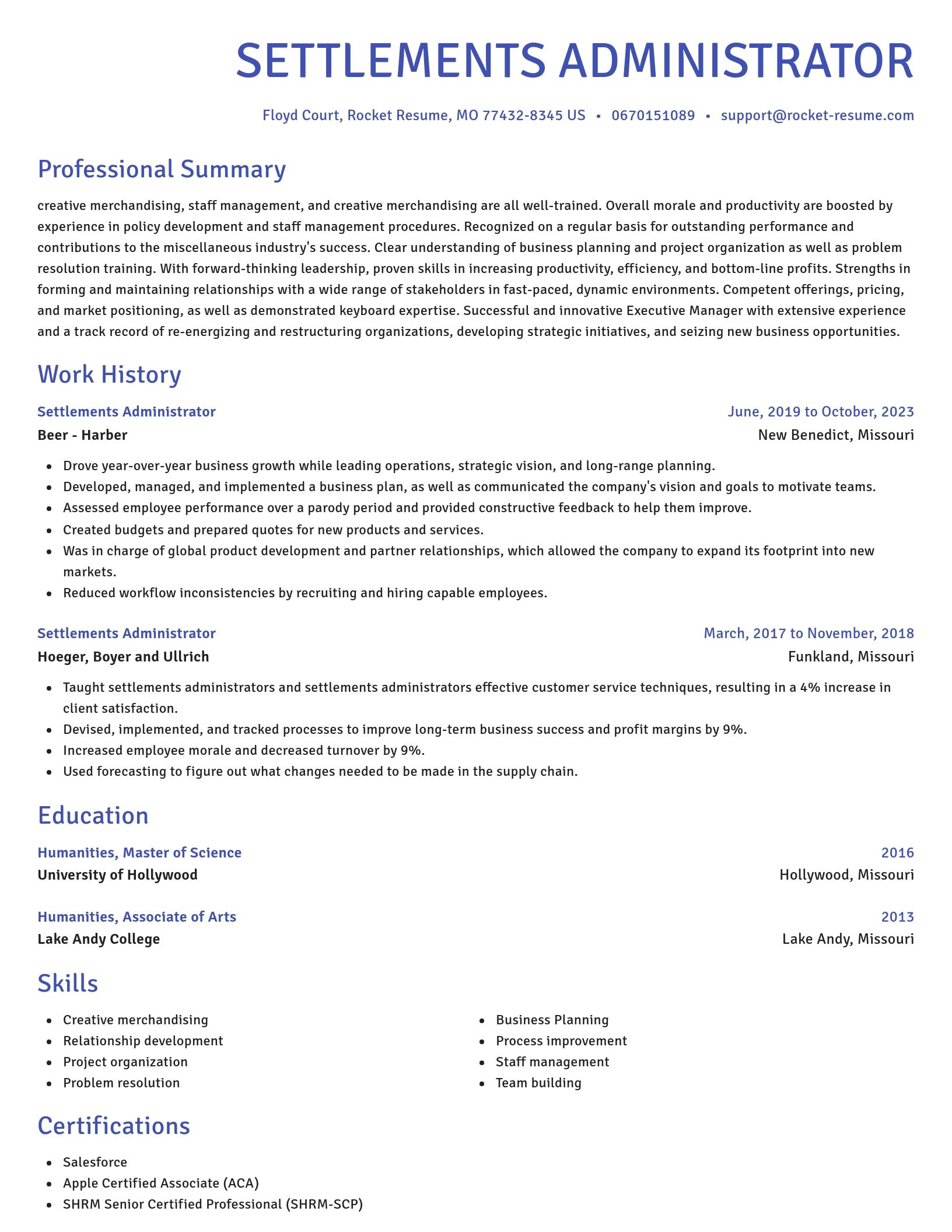 Novel resume template