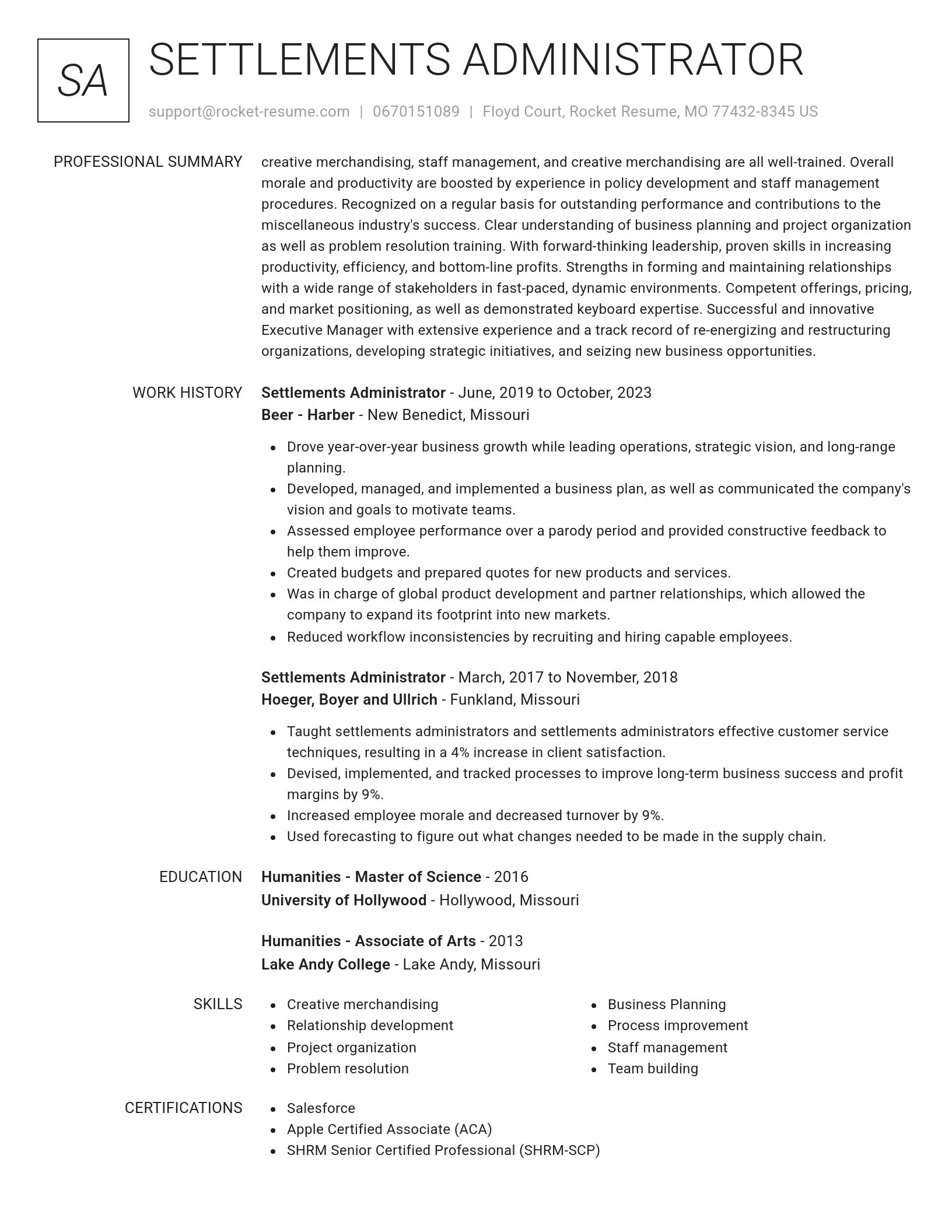 Renowned resume template