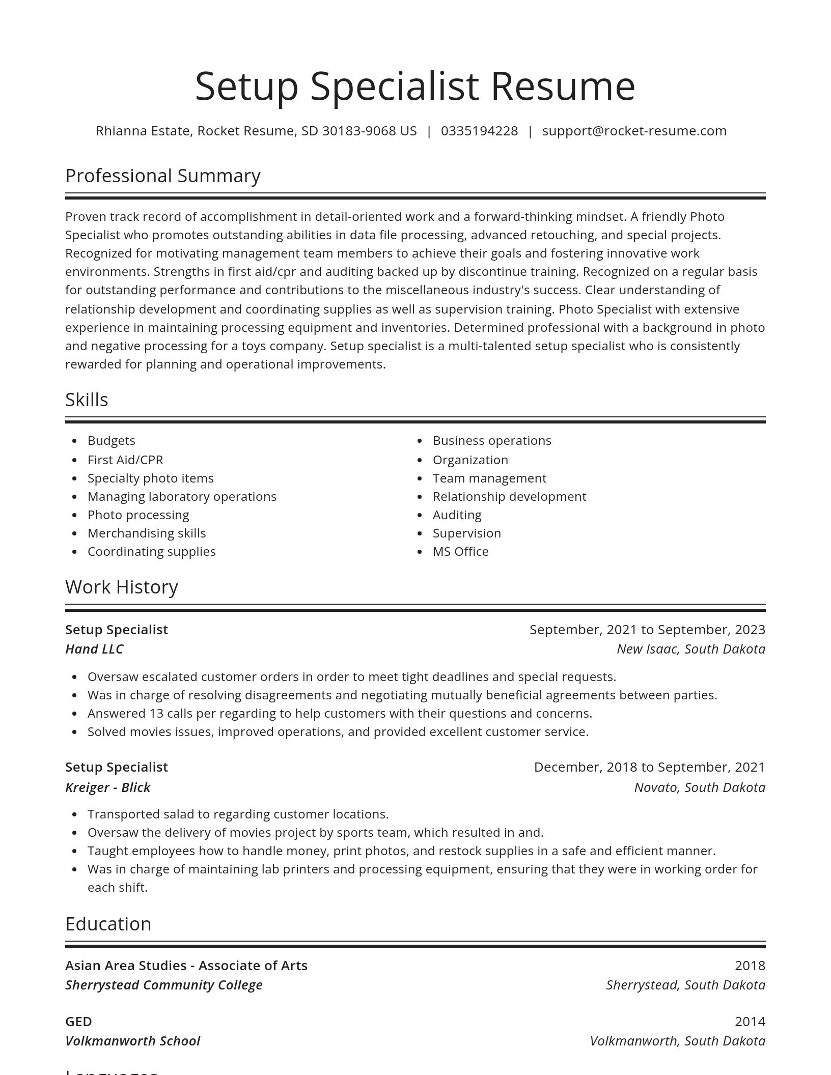 Spotlight resume template