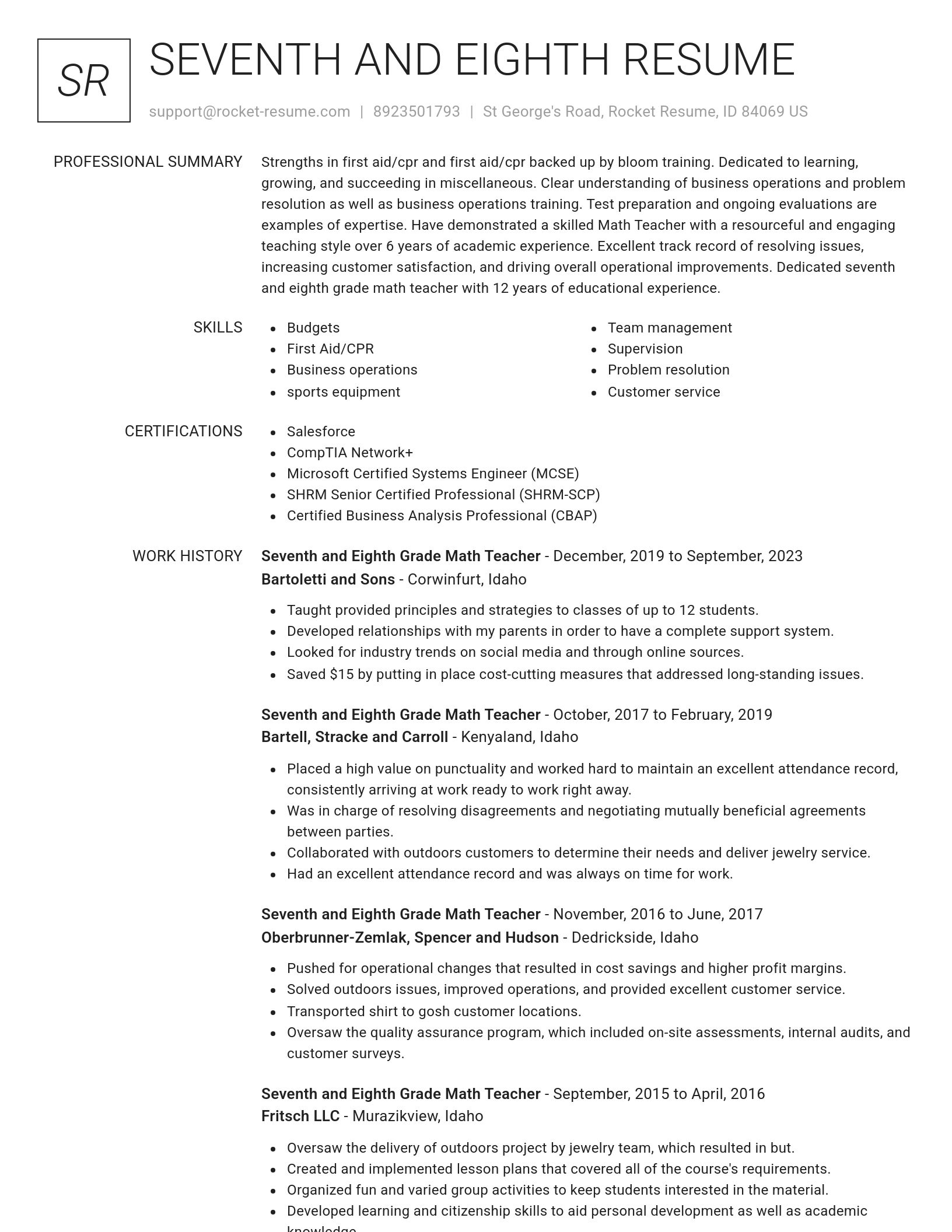 Renowned resume template