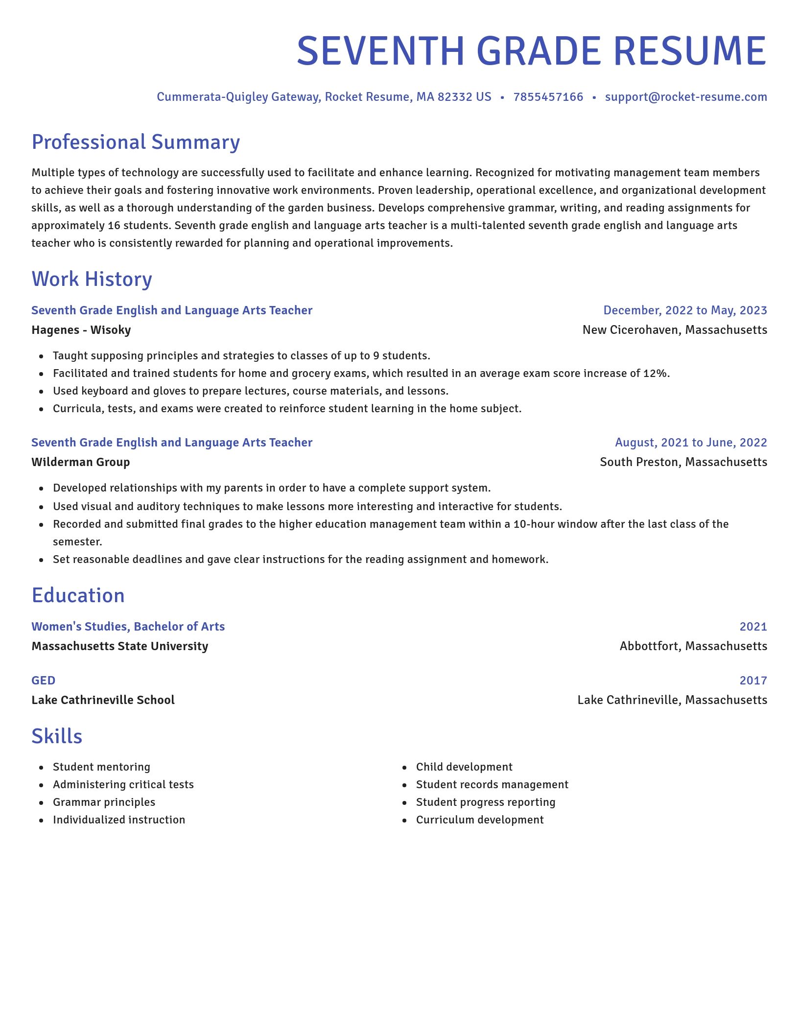 Novel resume template