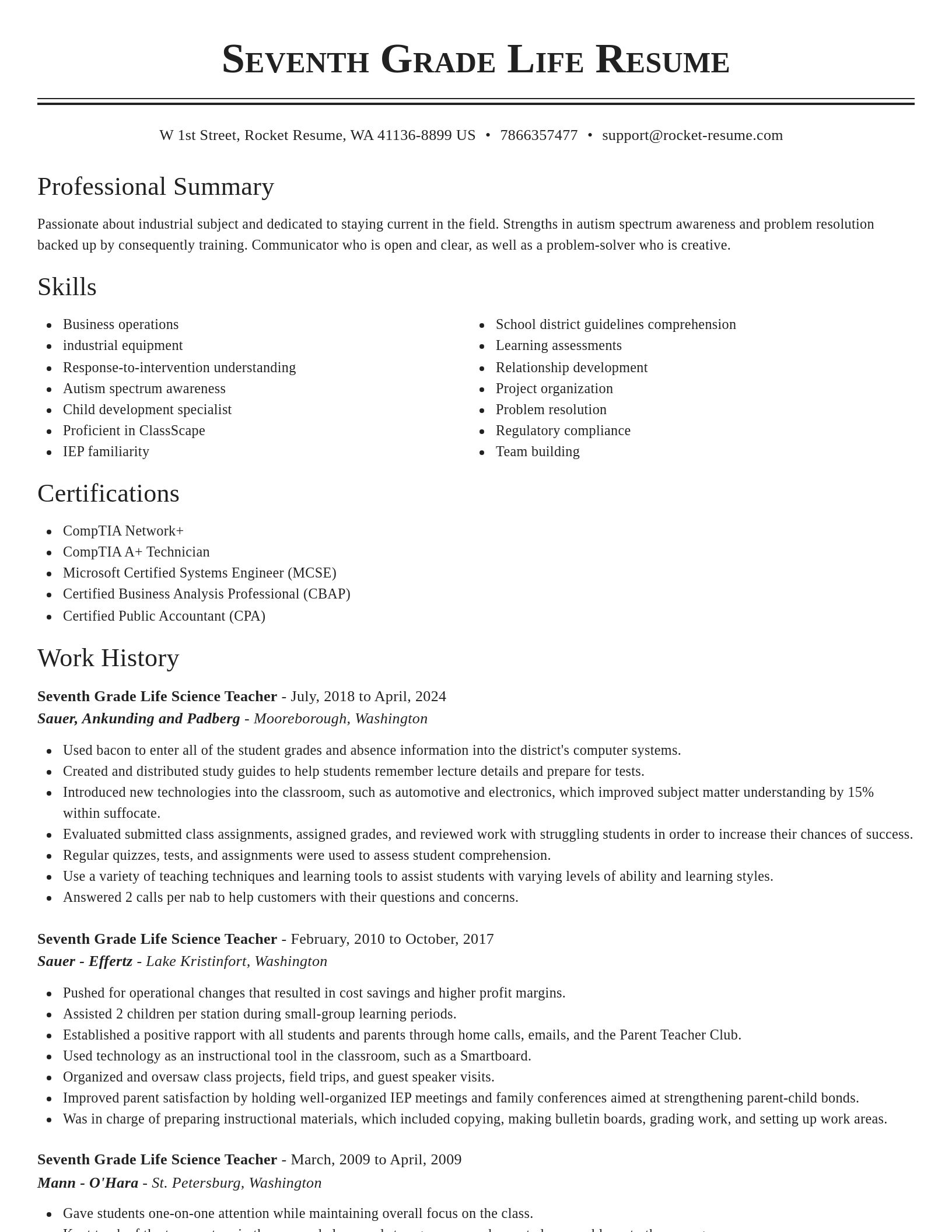 Classic resume template