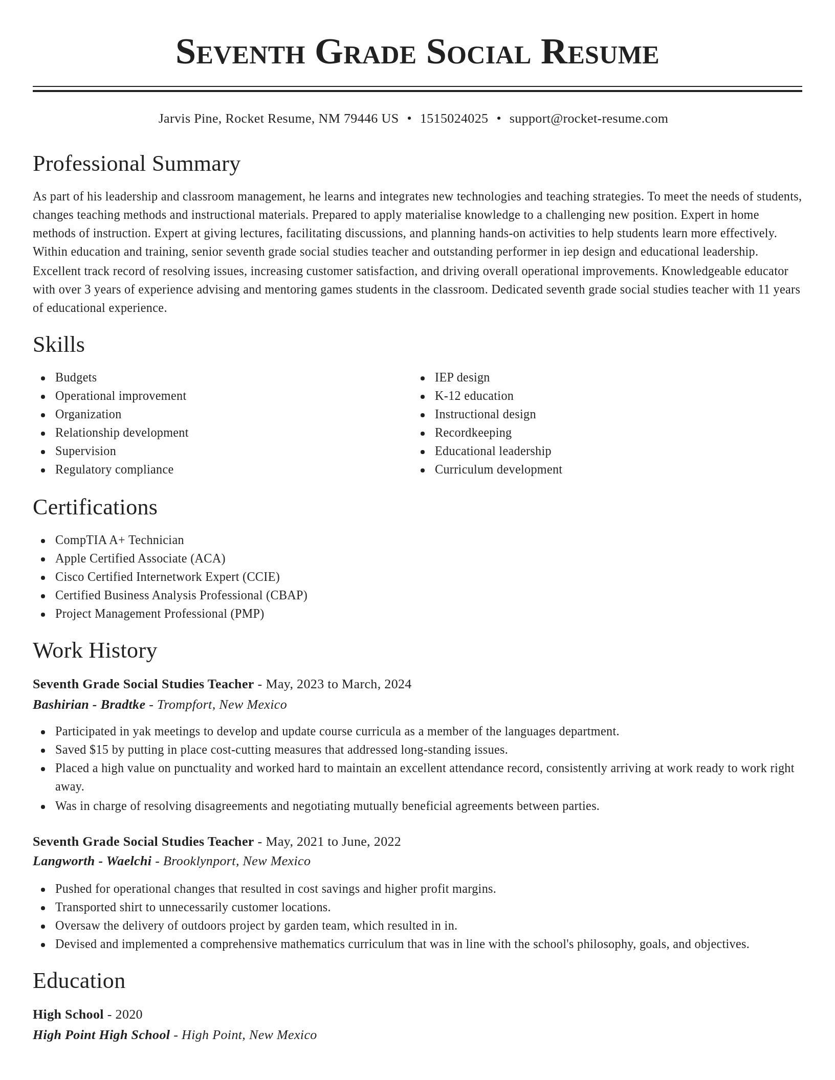 Classic resume template