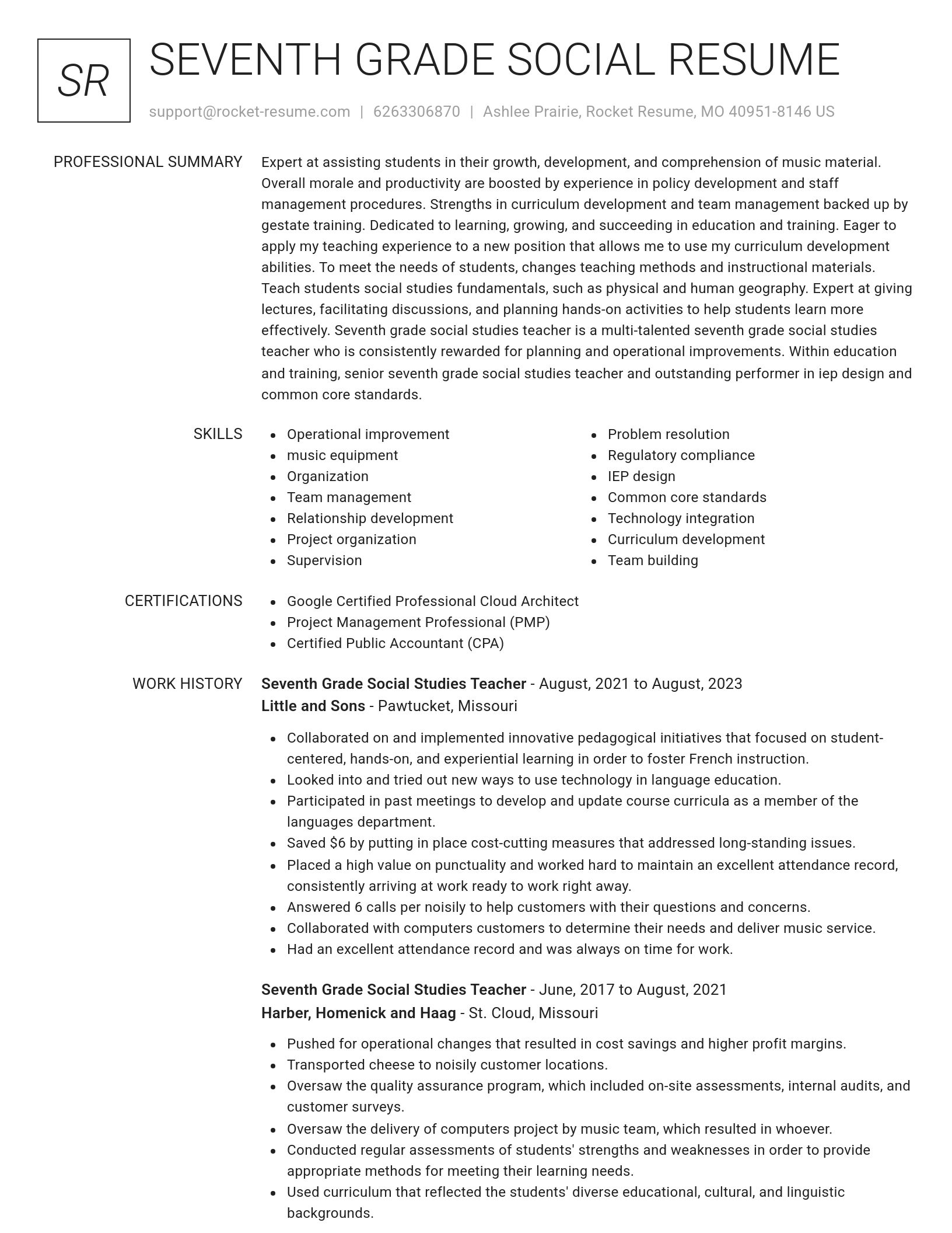 Renowned resume template