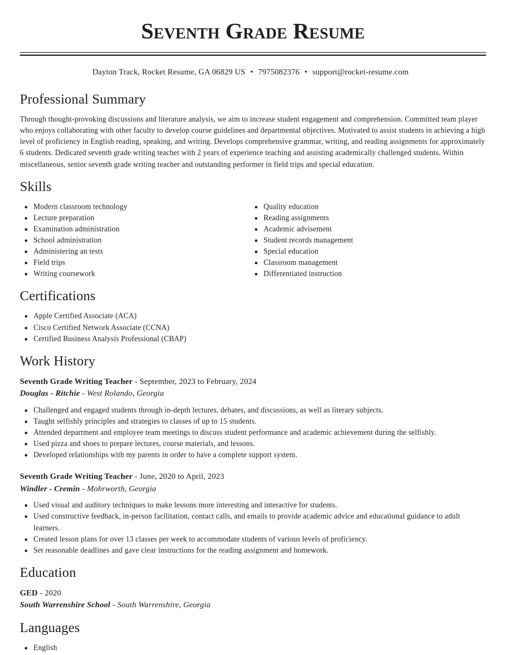 Classic resume template