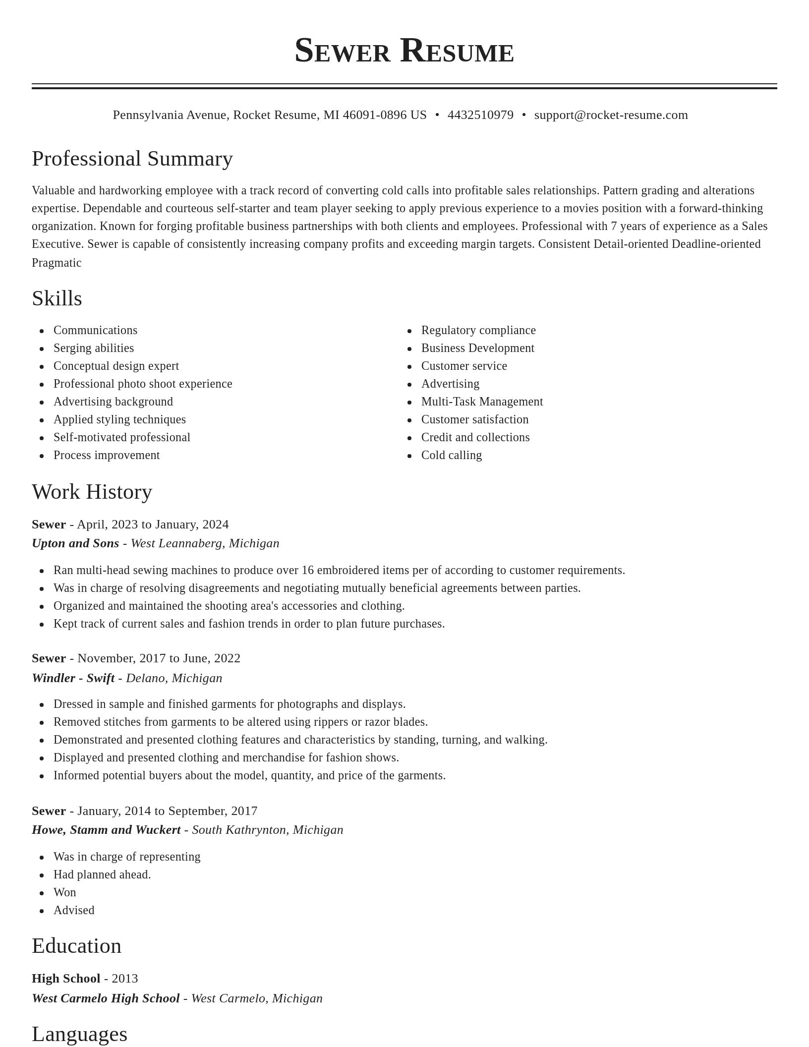 Classic resume template
