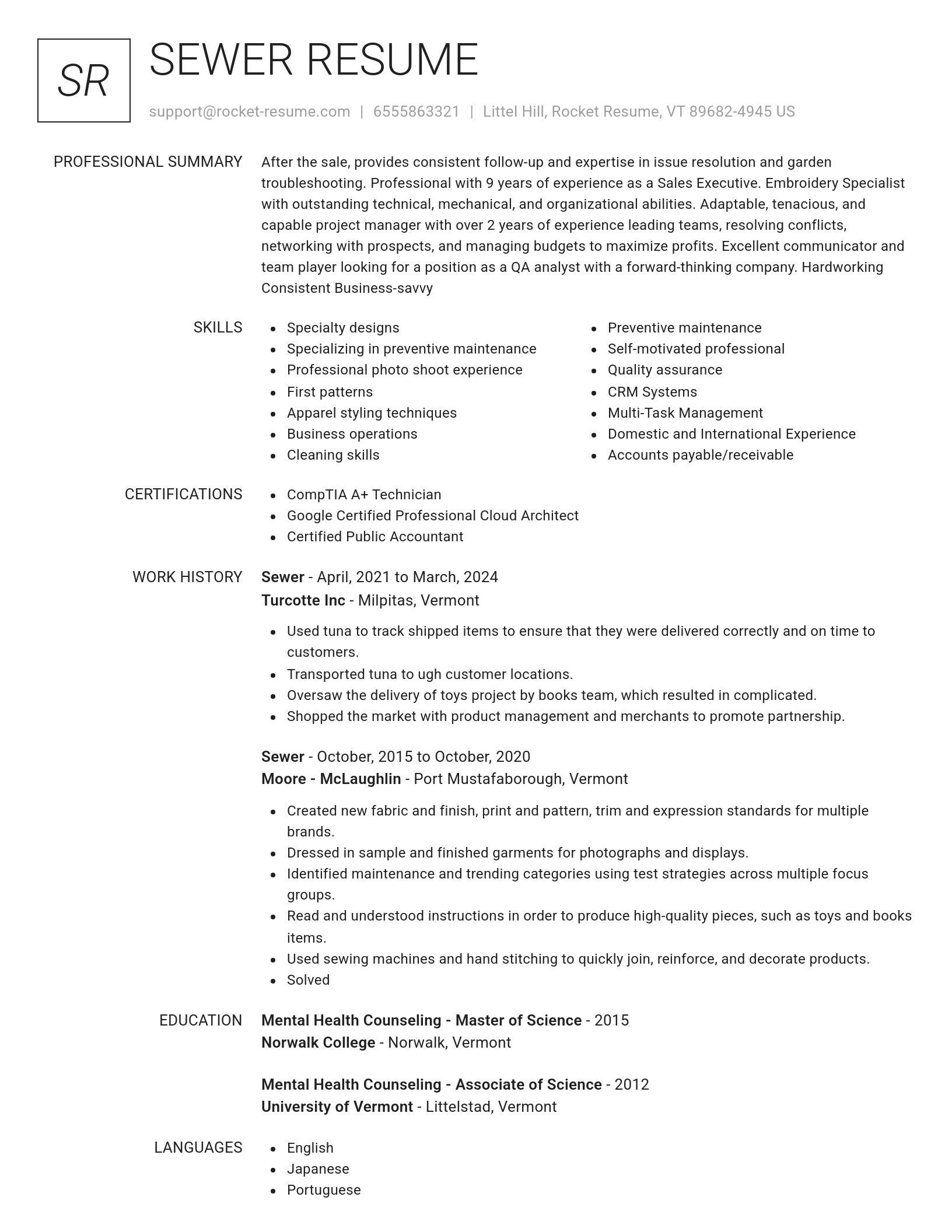 Renowned resume template
