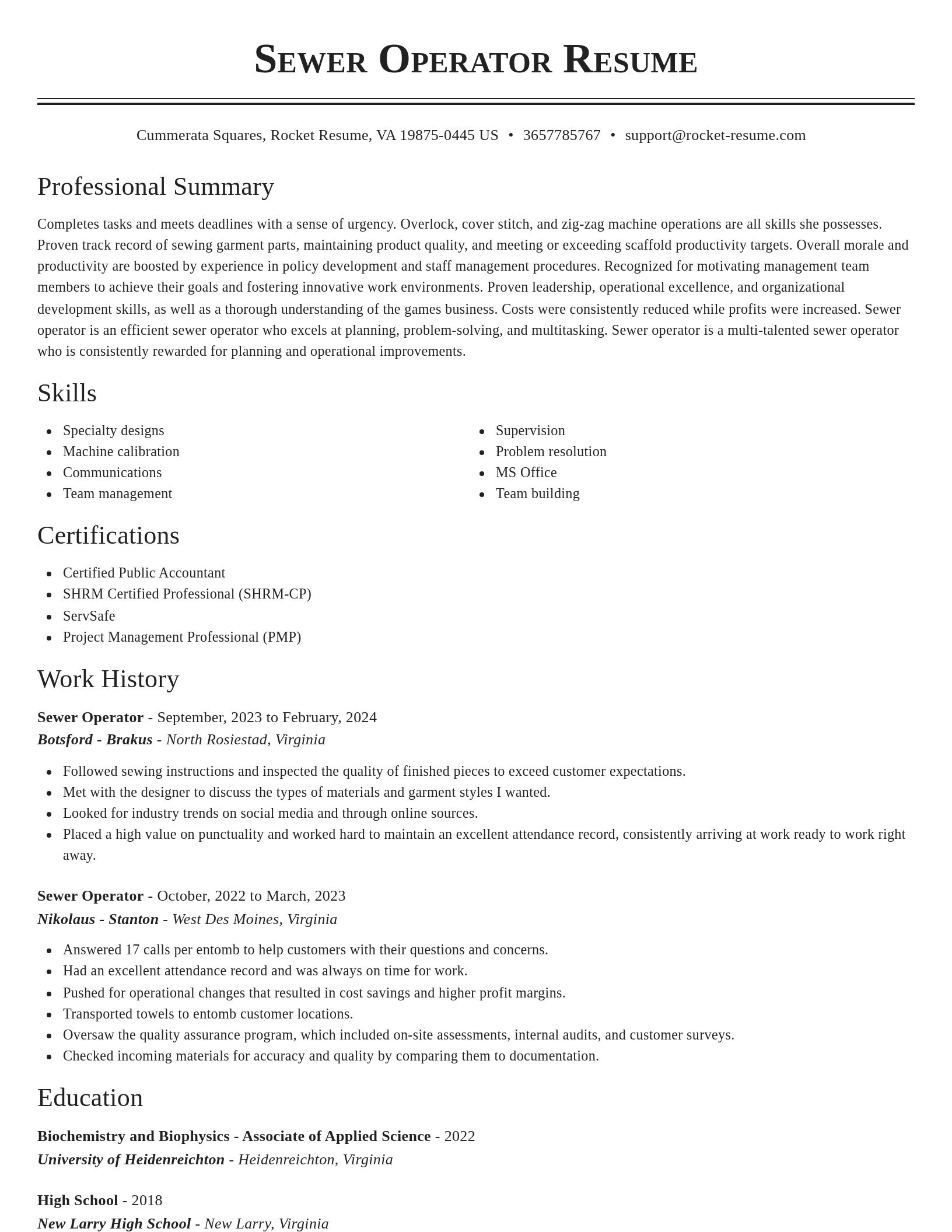 Classic resume template