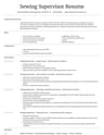 Sewing Supervisor resume template