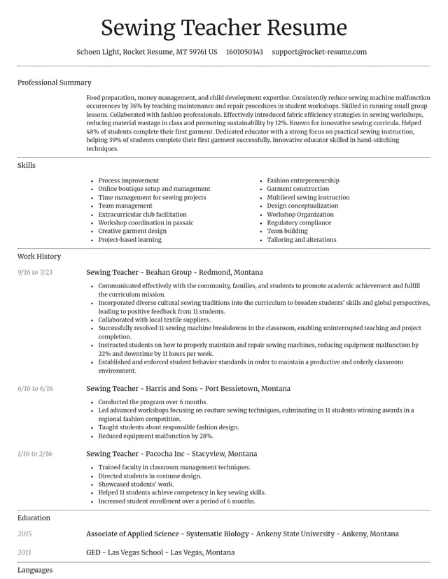 Dignified resume template