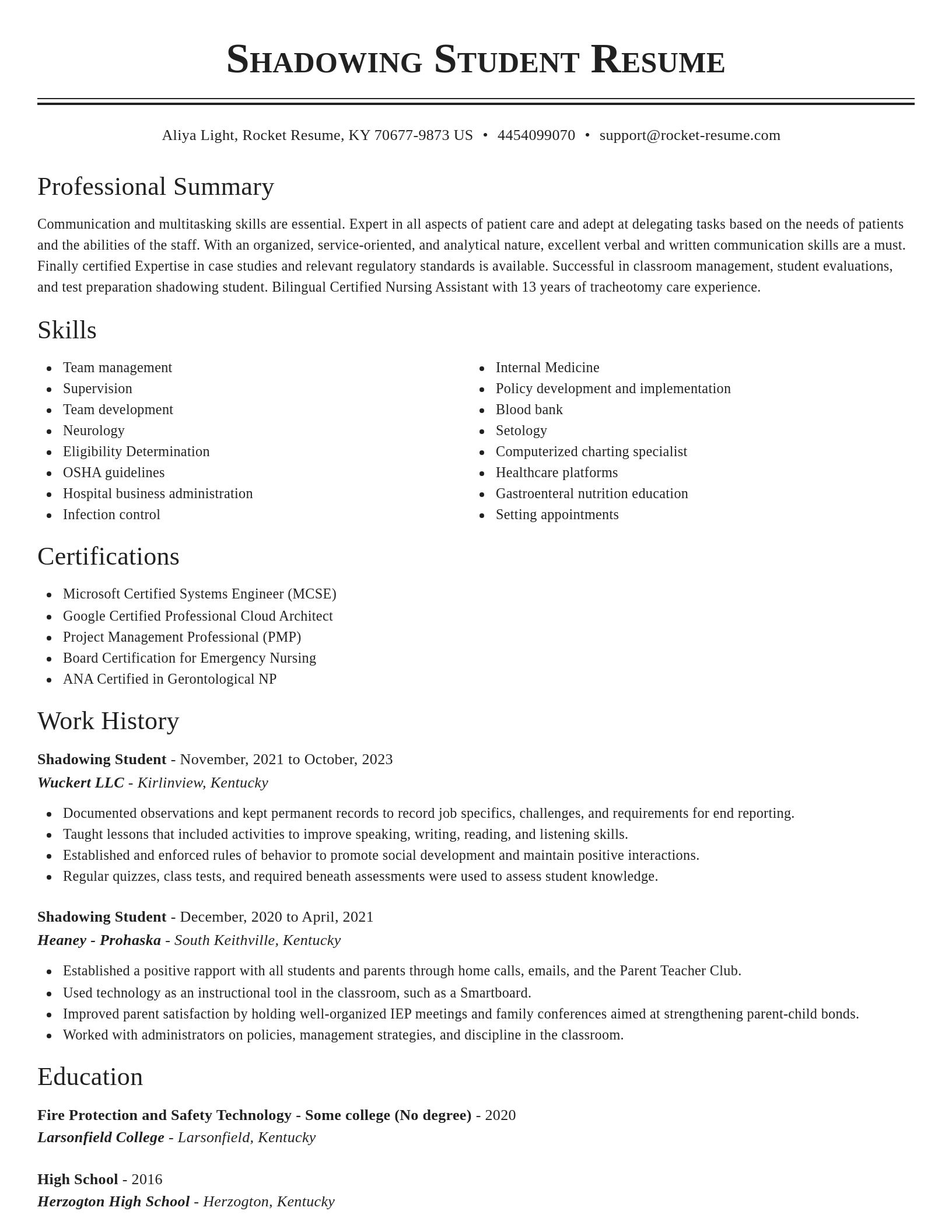 Classic resume template