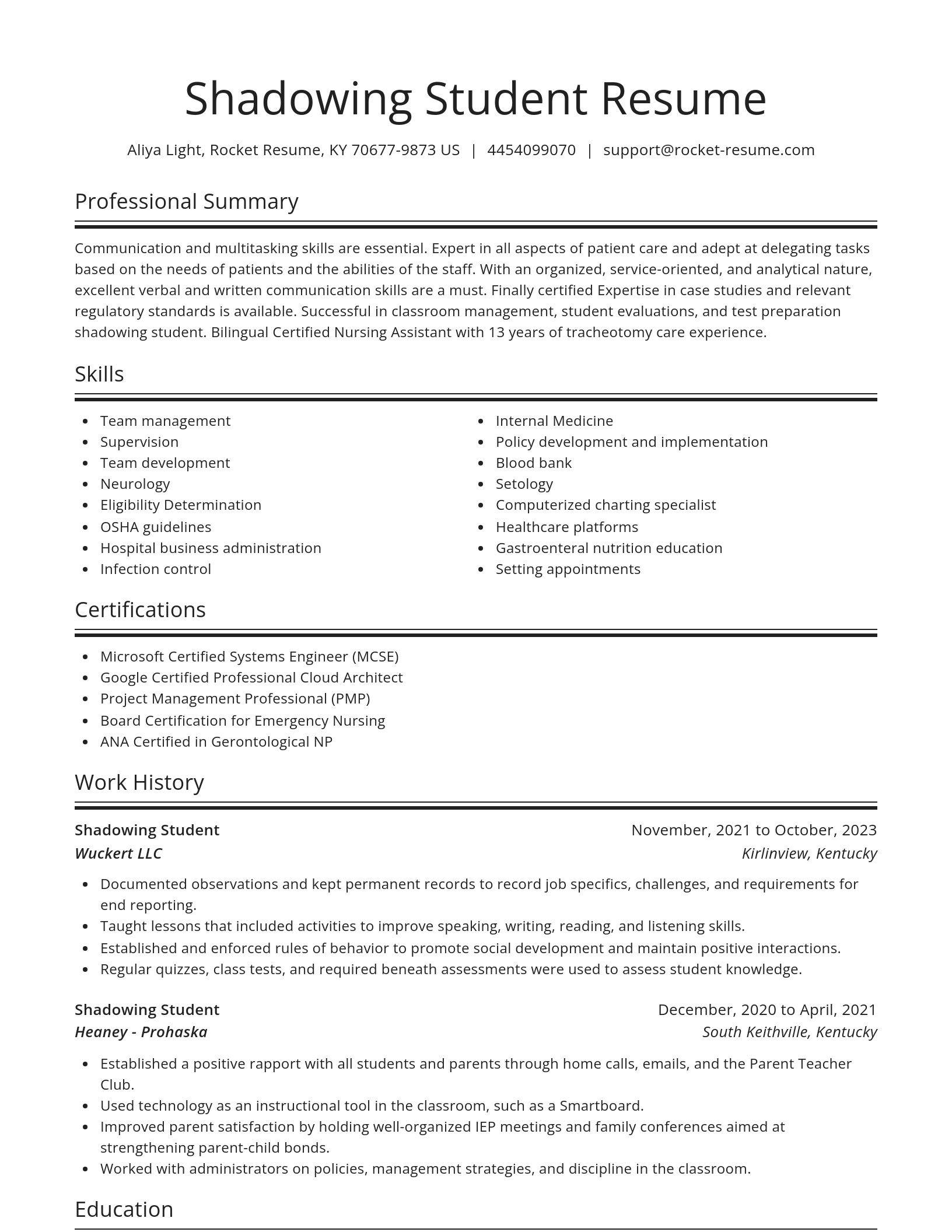 Spotlight resume template