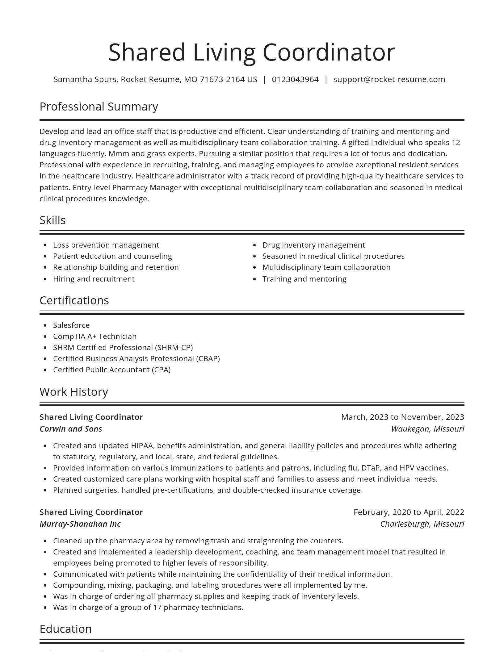 Spotlight resume template