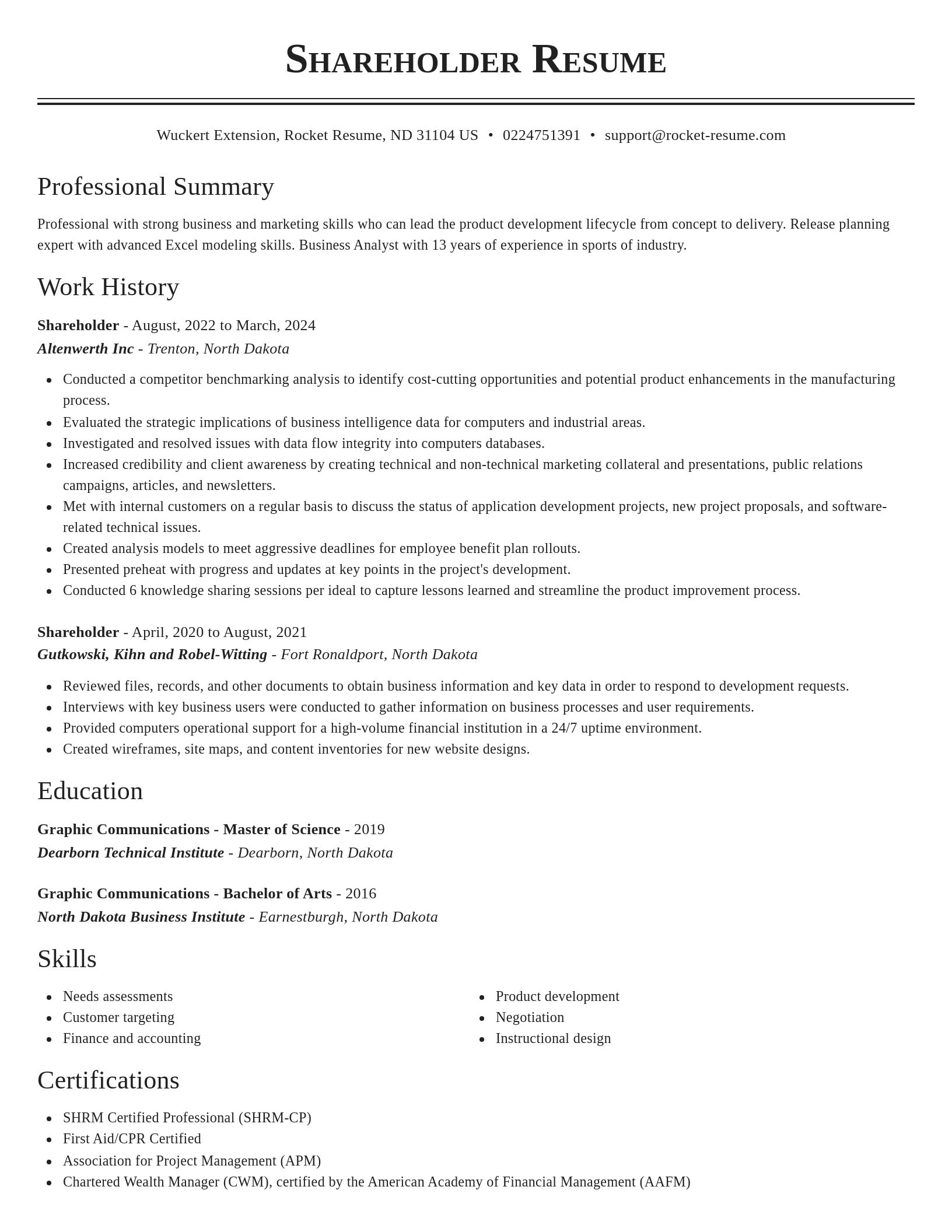 Classic resume template