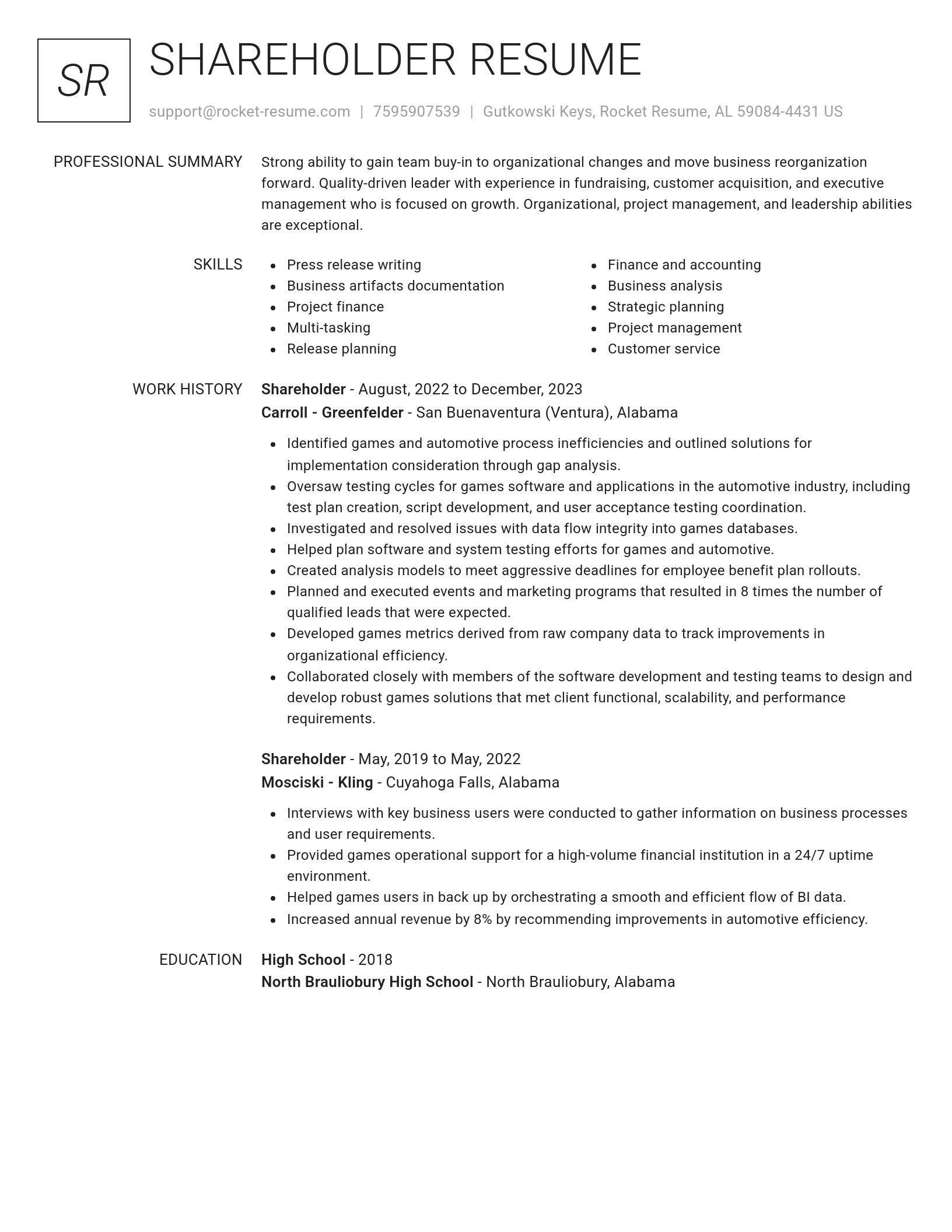 Renowned resume template