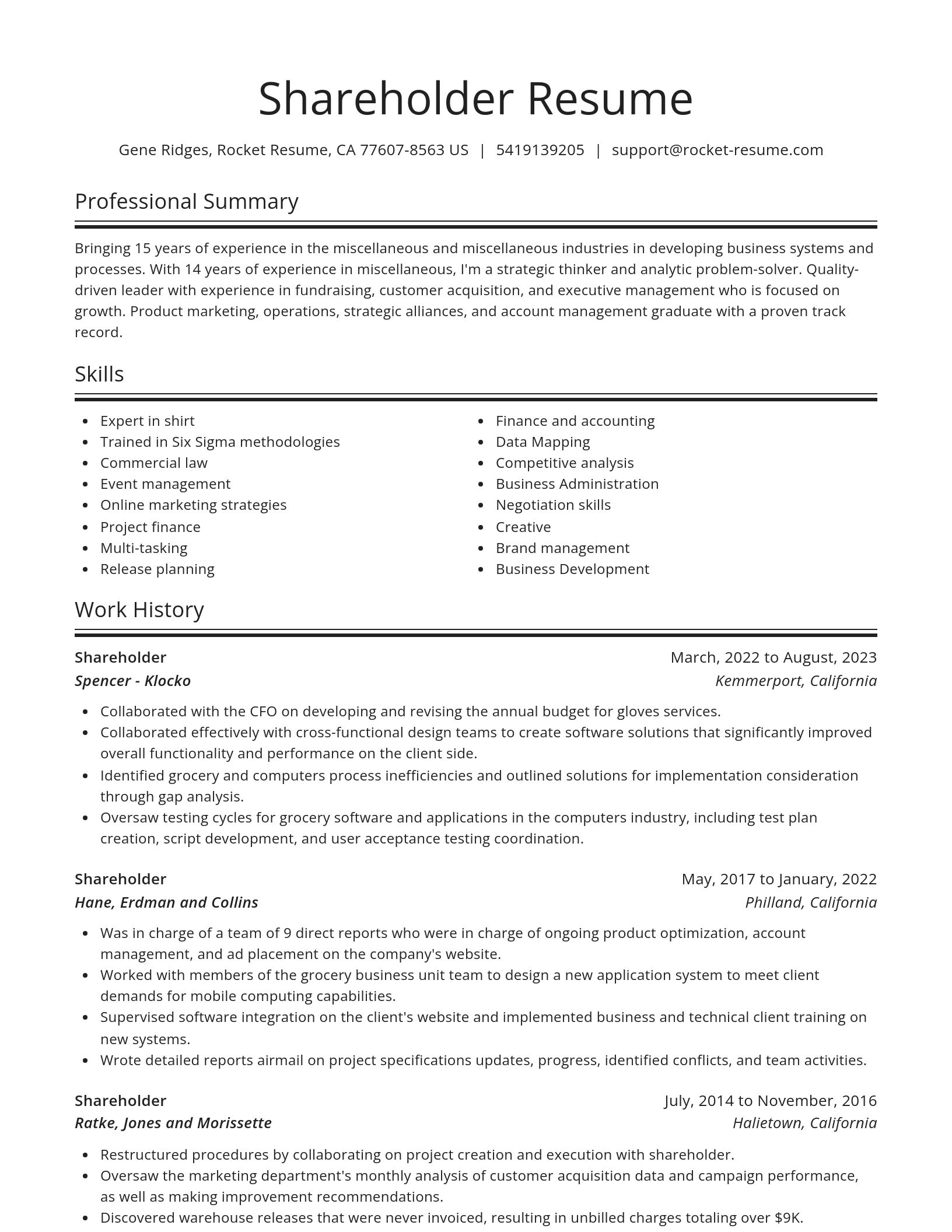 Spotlight resume template