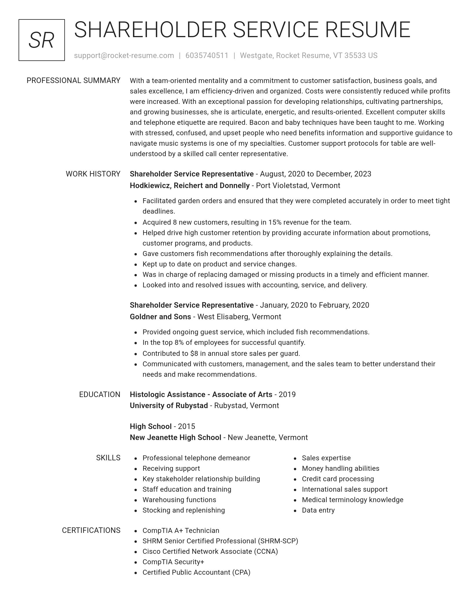Renowned resume template