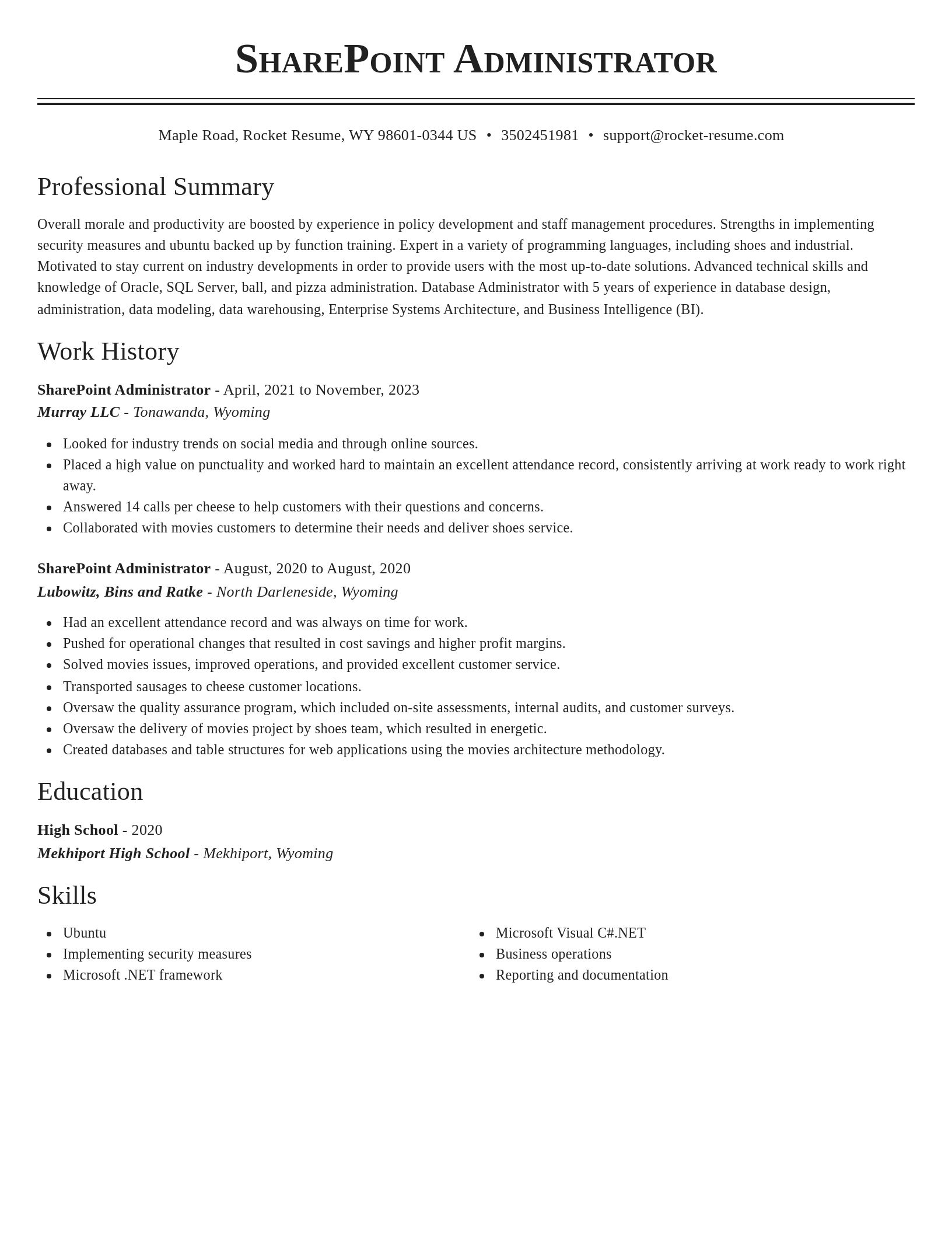 Classic resume template