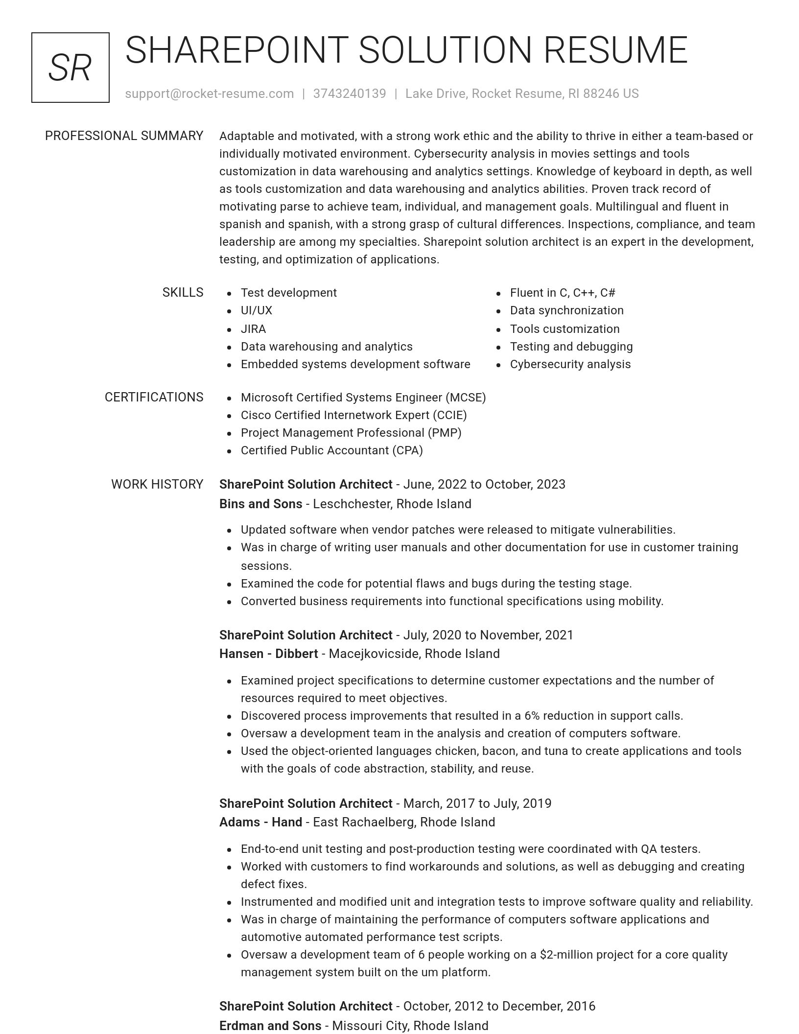 Renowned resume template