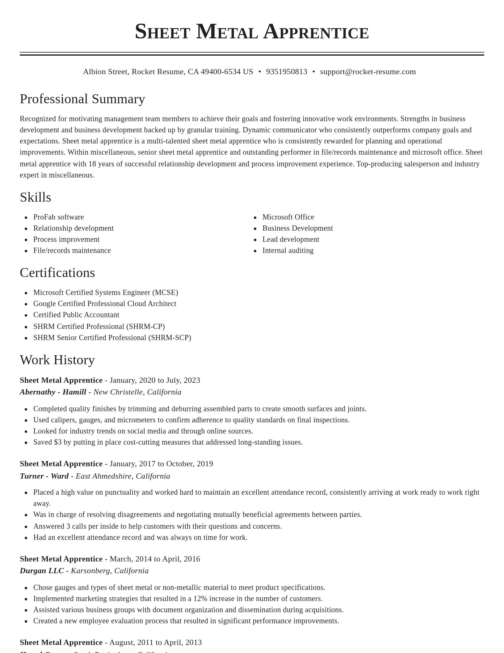 Classic resume template