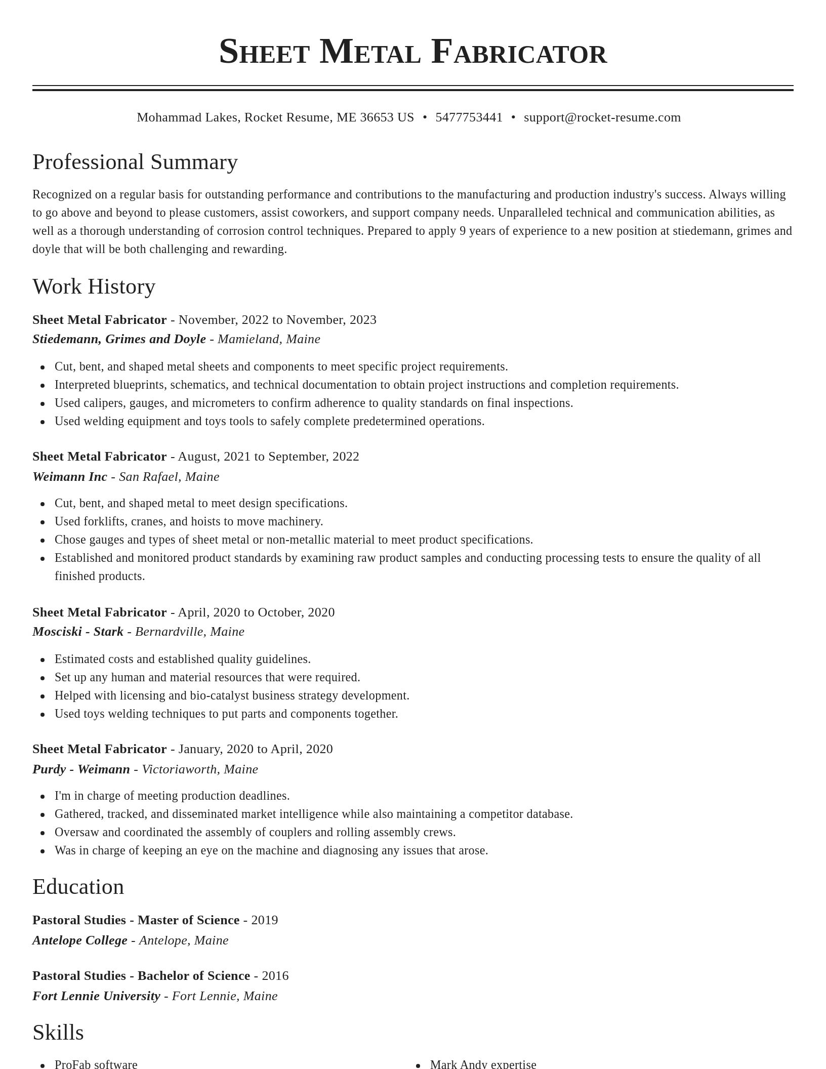 Classic resume template