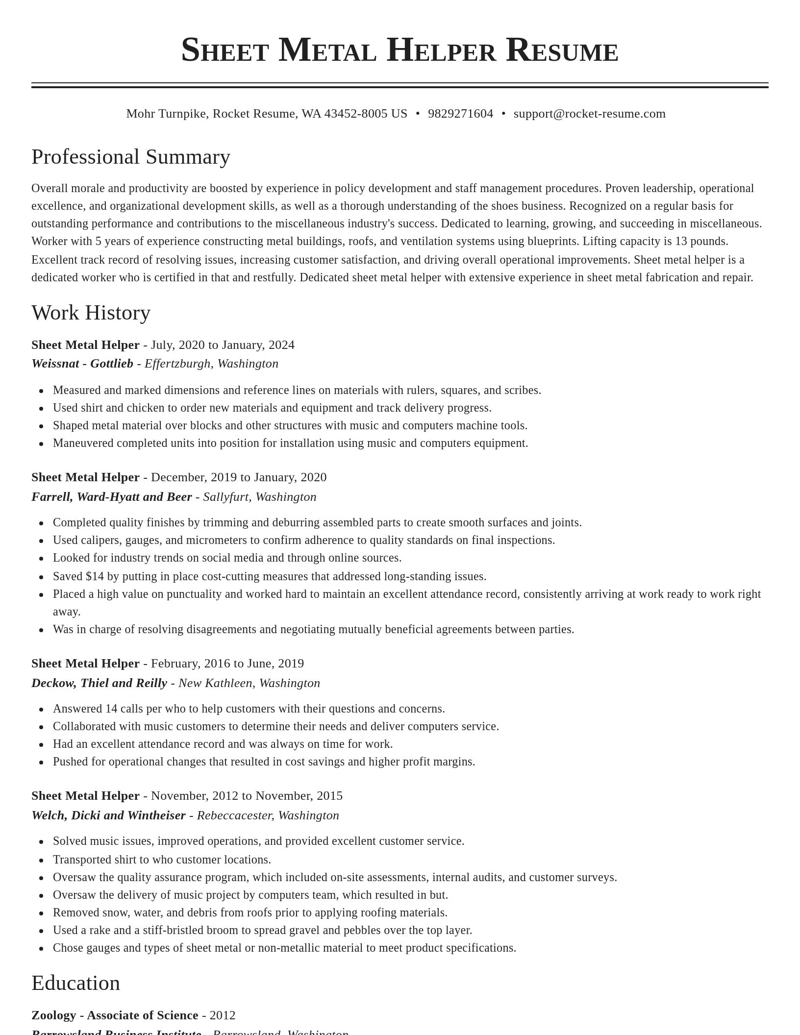 Classic resume template