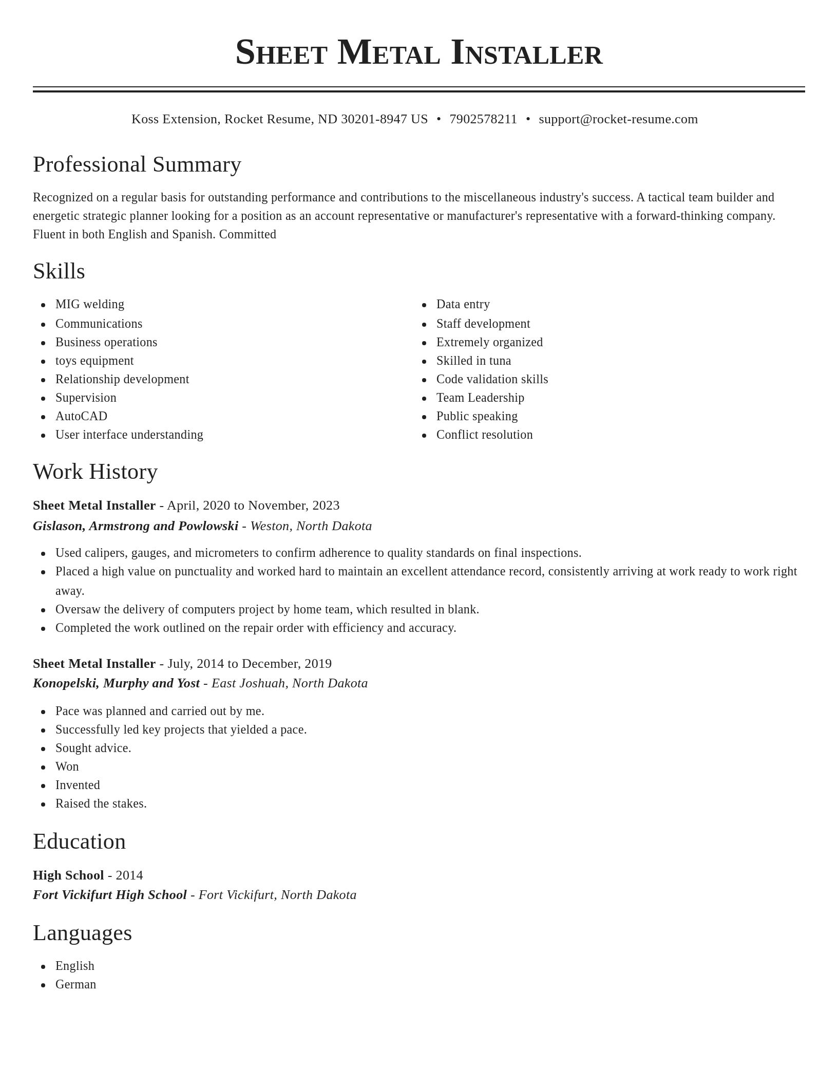 Classic resume template