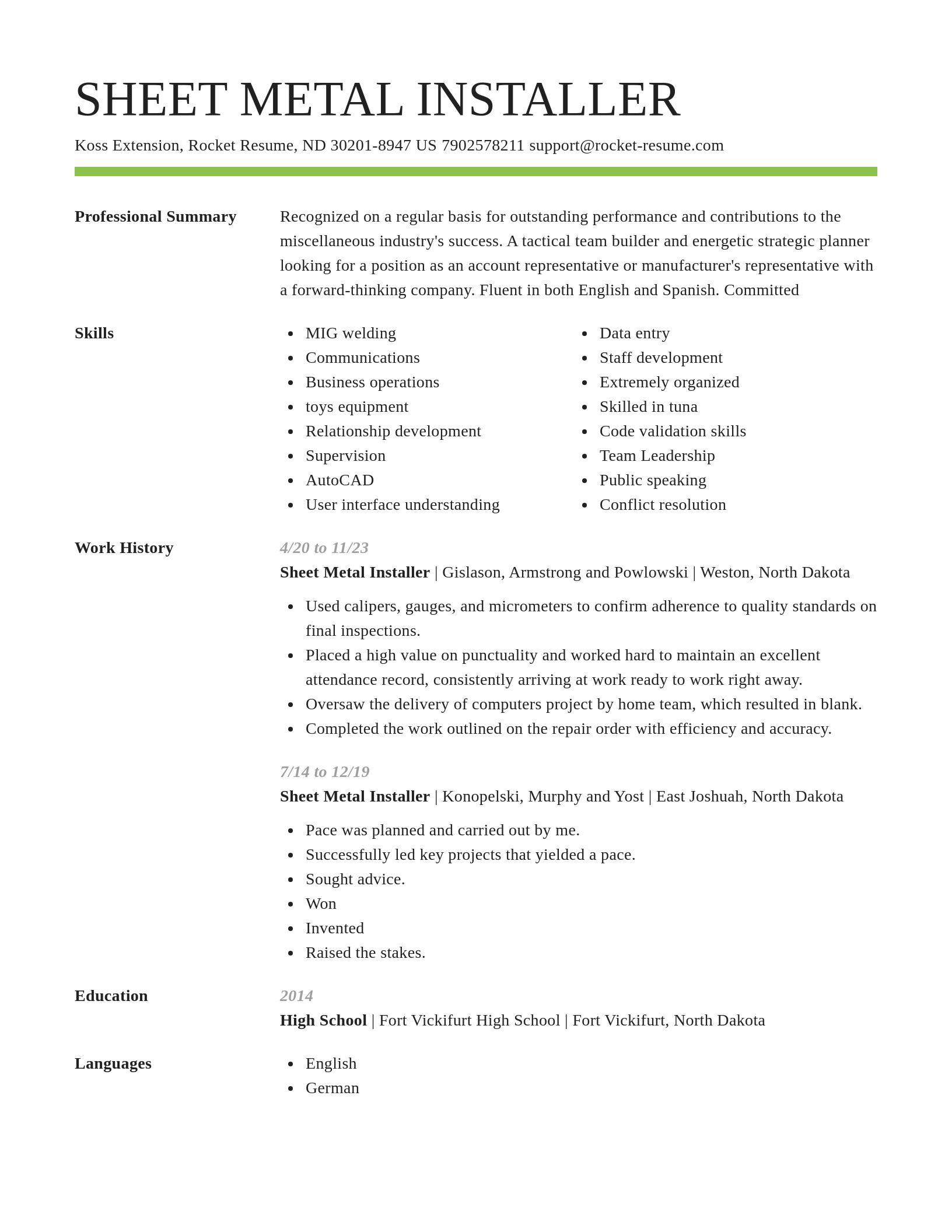 Smart resume template