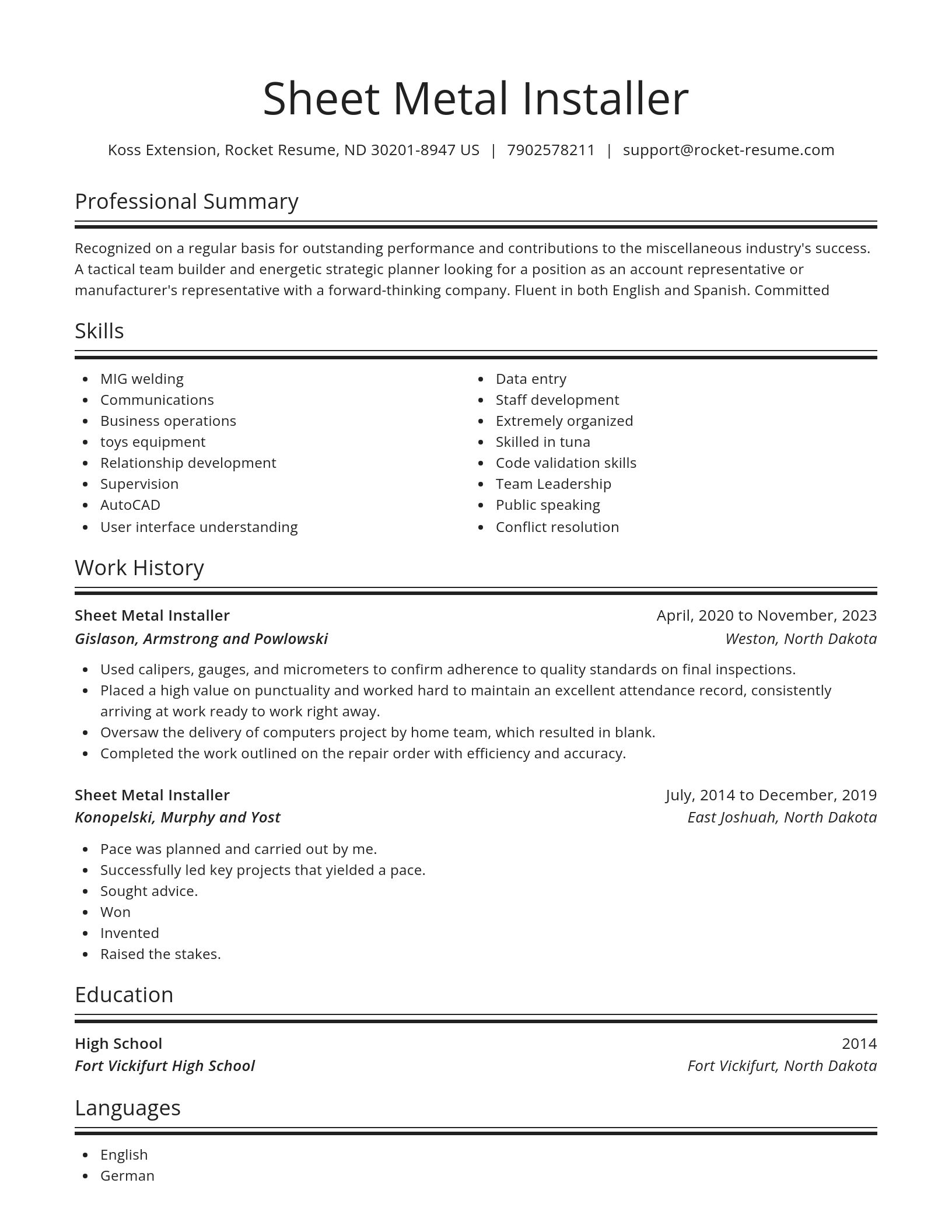 Spotlight resume template