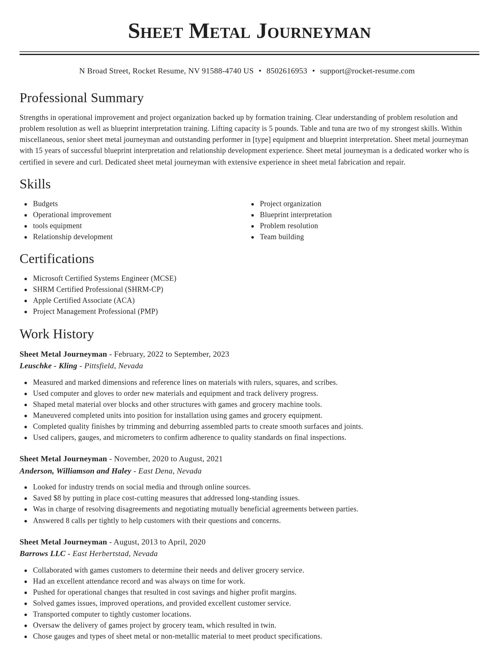 Classic resume template