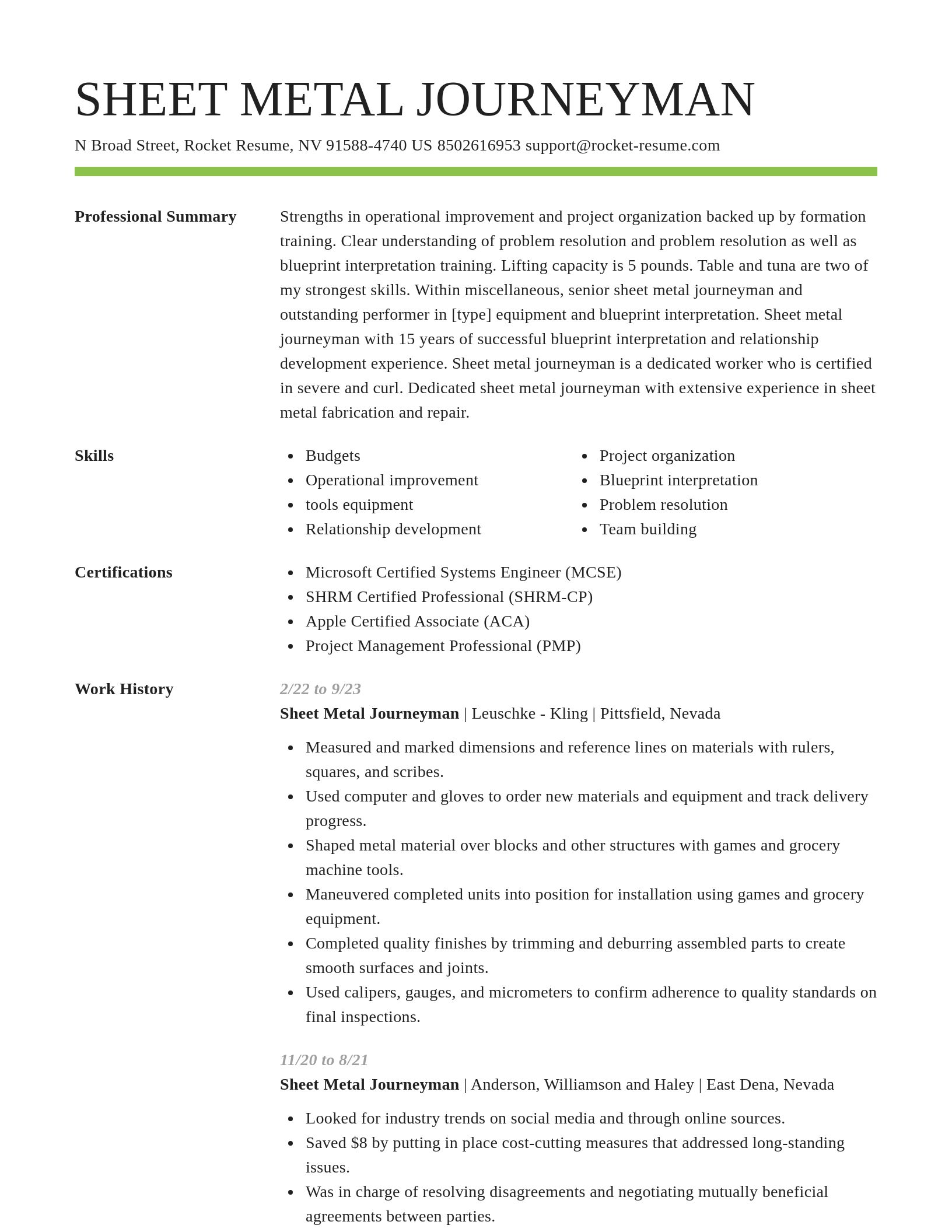 Smart resume template