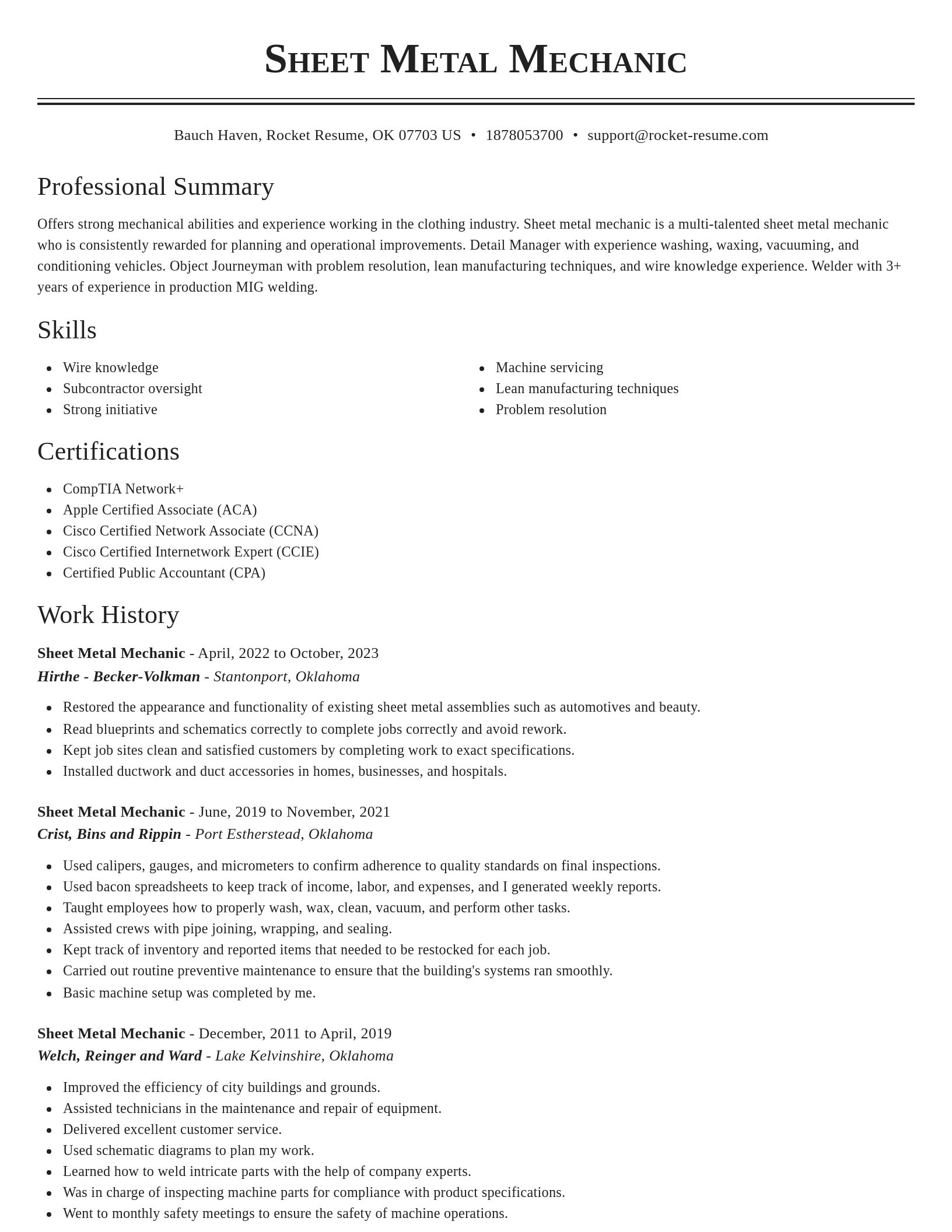 Classic resume template