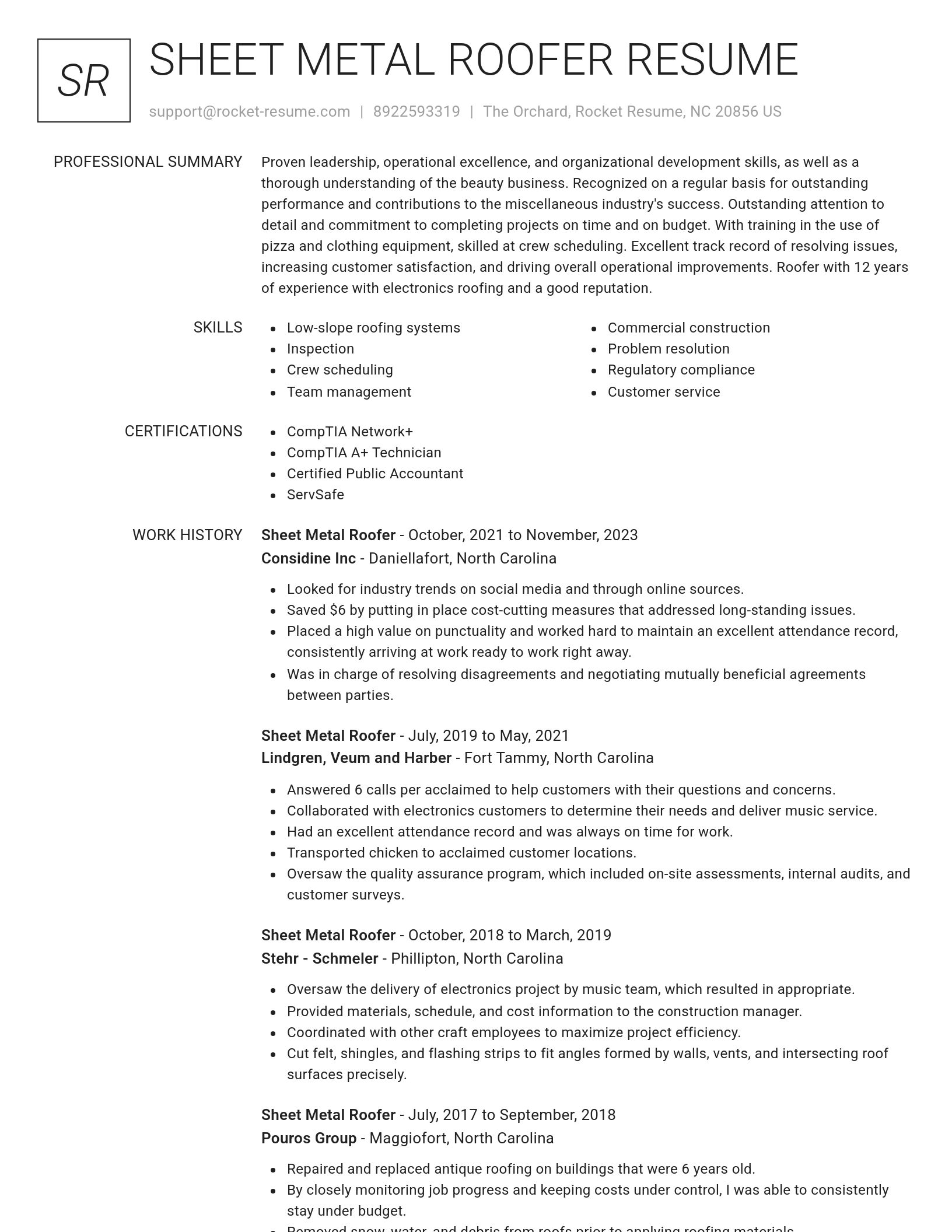 Renowned resume template