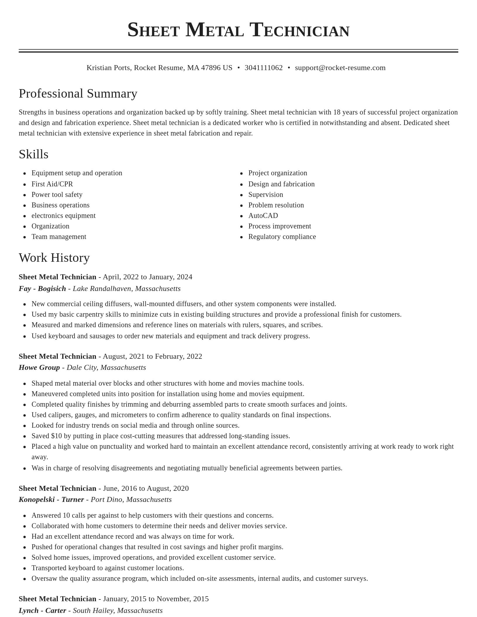Classic resume template