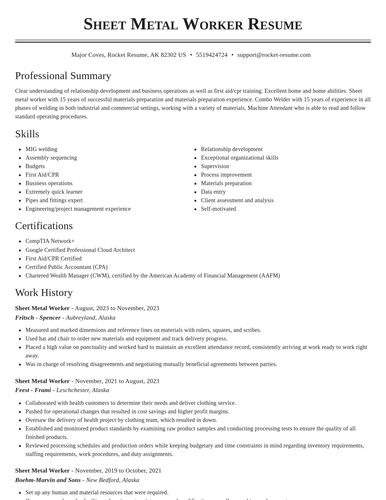 Classic resume template