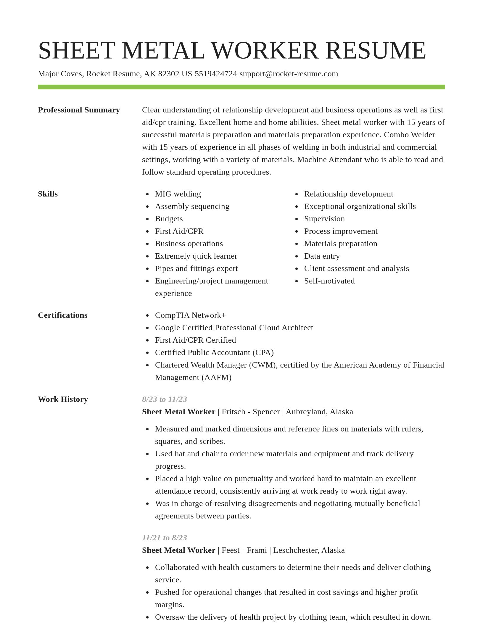 Smart resume template