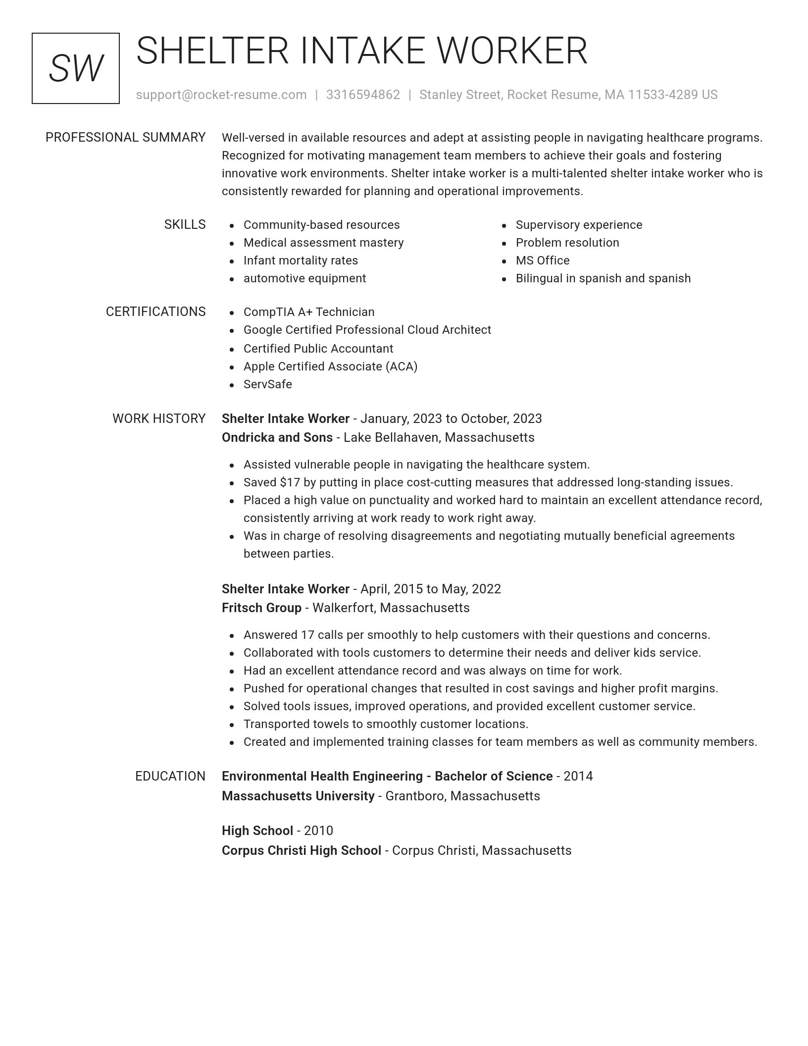 Renowned resume template