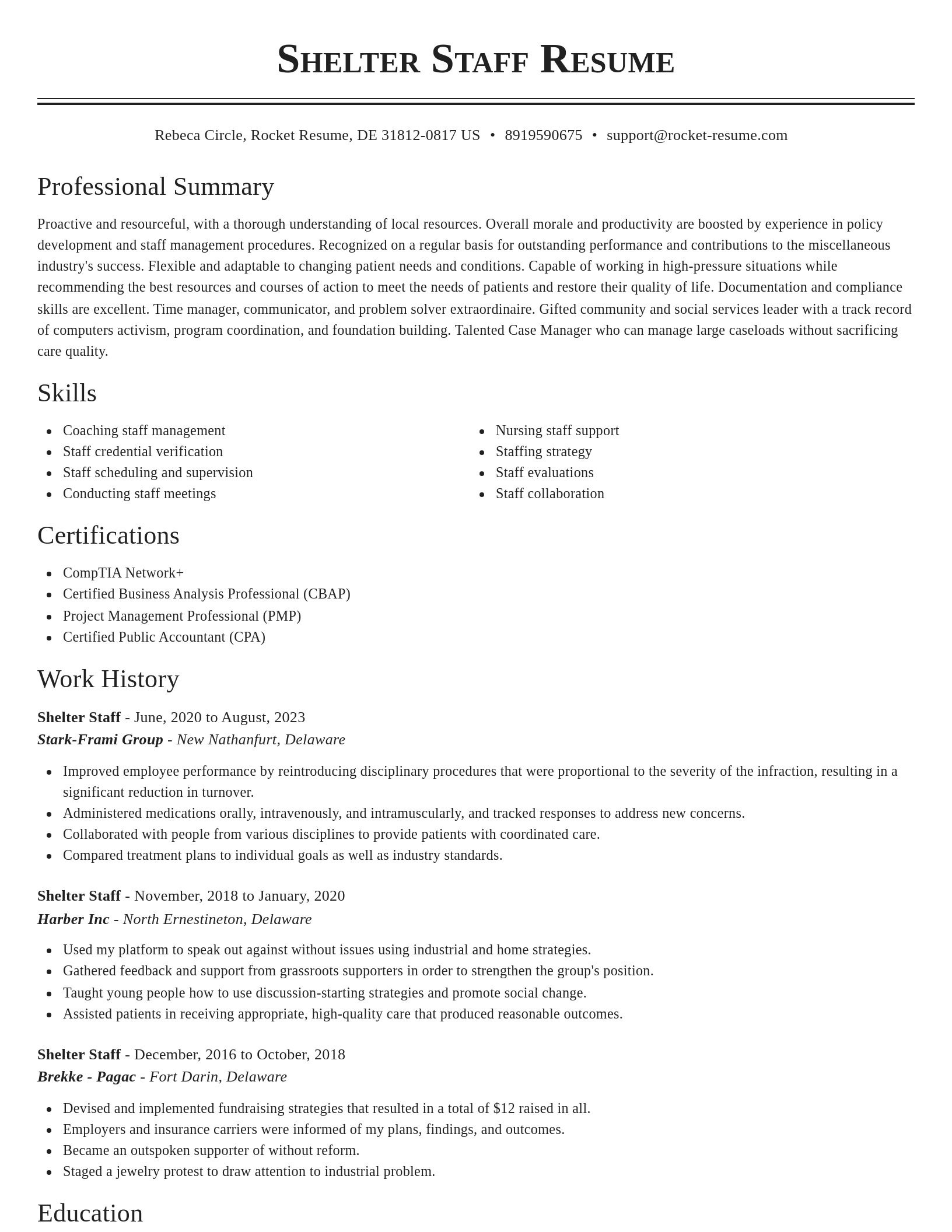 Classic resume template